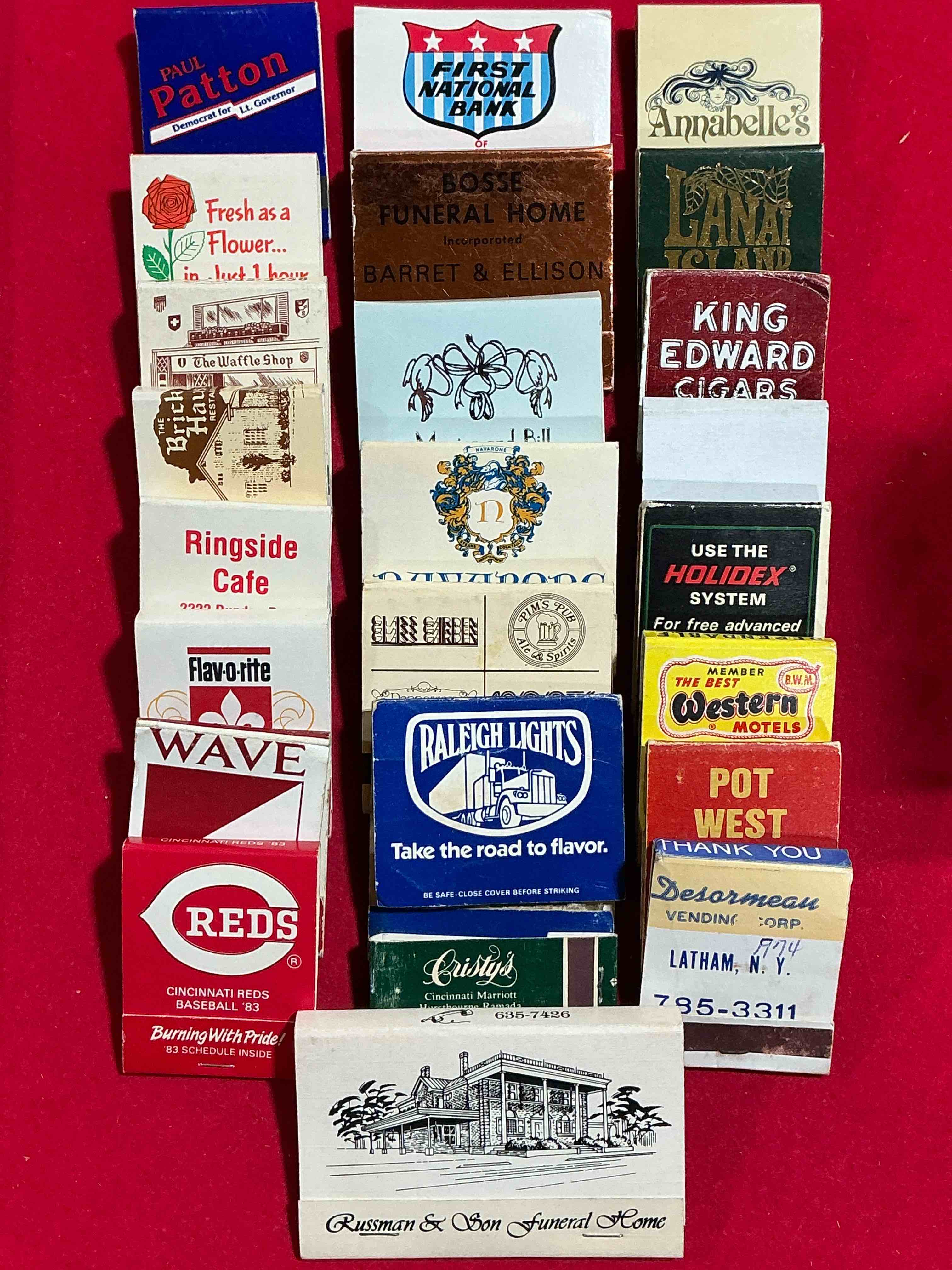 vintage matchbooks!  a crazy hard to collect collection of matchbooks from all over, many from places that no longer exist!  collection spans decades & decades!  most books are complete with all matches!  one of a kind collection!  all original & impossible to find anywhere else!