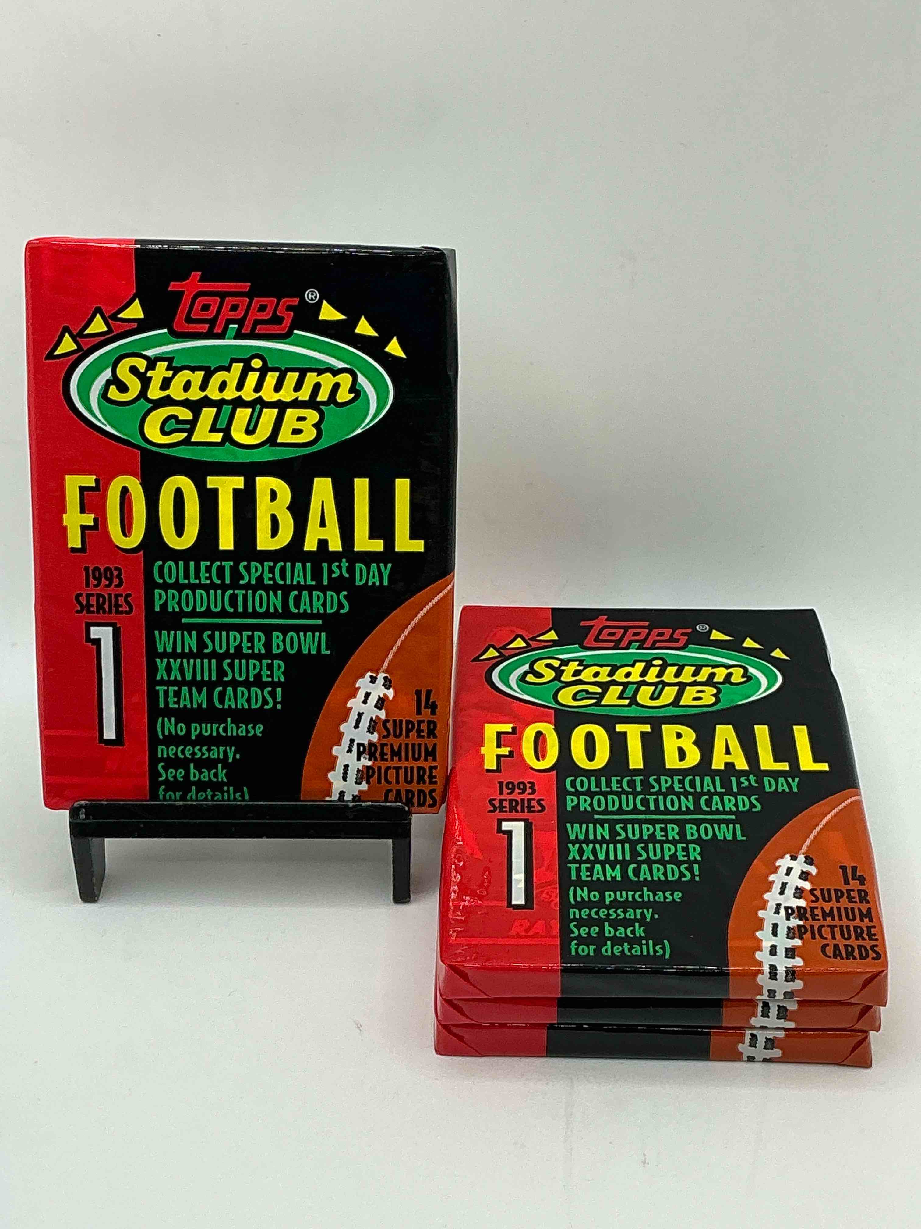 topps stadium club football 1993! wow! still in original wrap! drew bledsoe, marvin jones, jerome bettis & more! awesome 90’s sports cards!