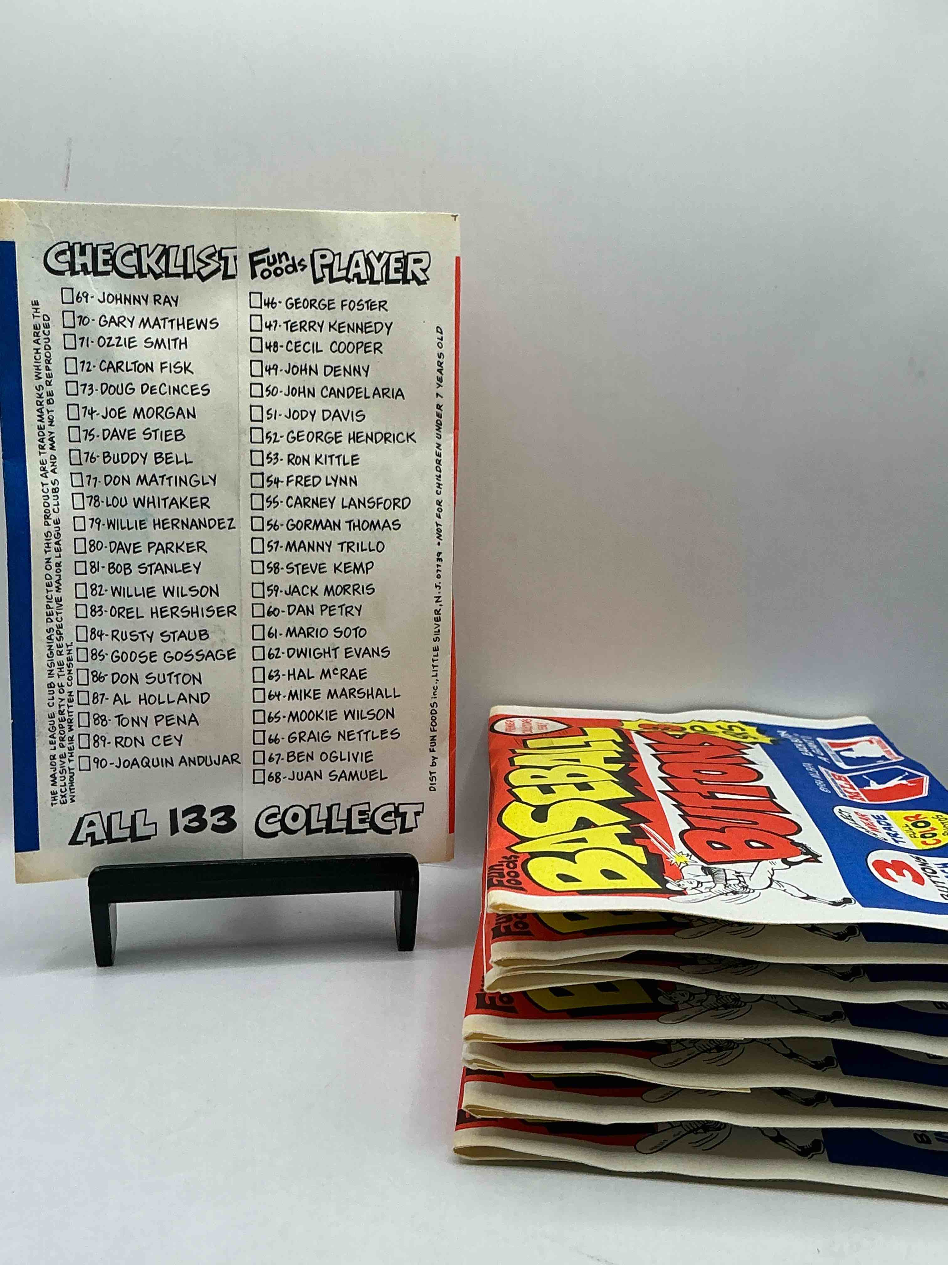 Condition photo showing New/Like New for 1984 fun! baseball buttons from the early 80’s! rare packs, so much fun! collect your favorite players!