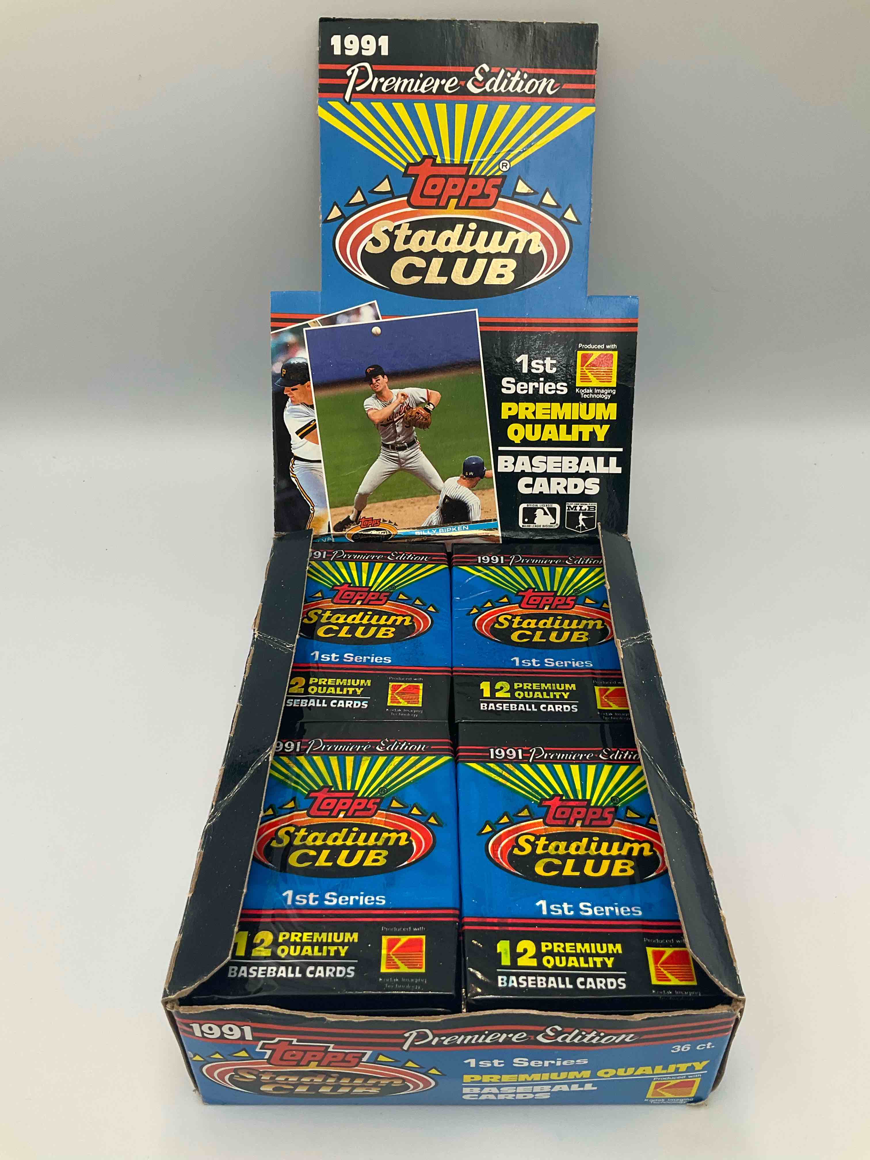 Condition photo showing New/Like New for ken griffey jr!? frank thomas!? baseball insanity! 1991 topps stadium club baseball series ii unopened packs, direct from box! 12 premium baseball cards in each pack! search for griffey jr, nolan ryan, frank thomas & so much more!search for 1980's stars & hall of famers!