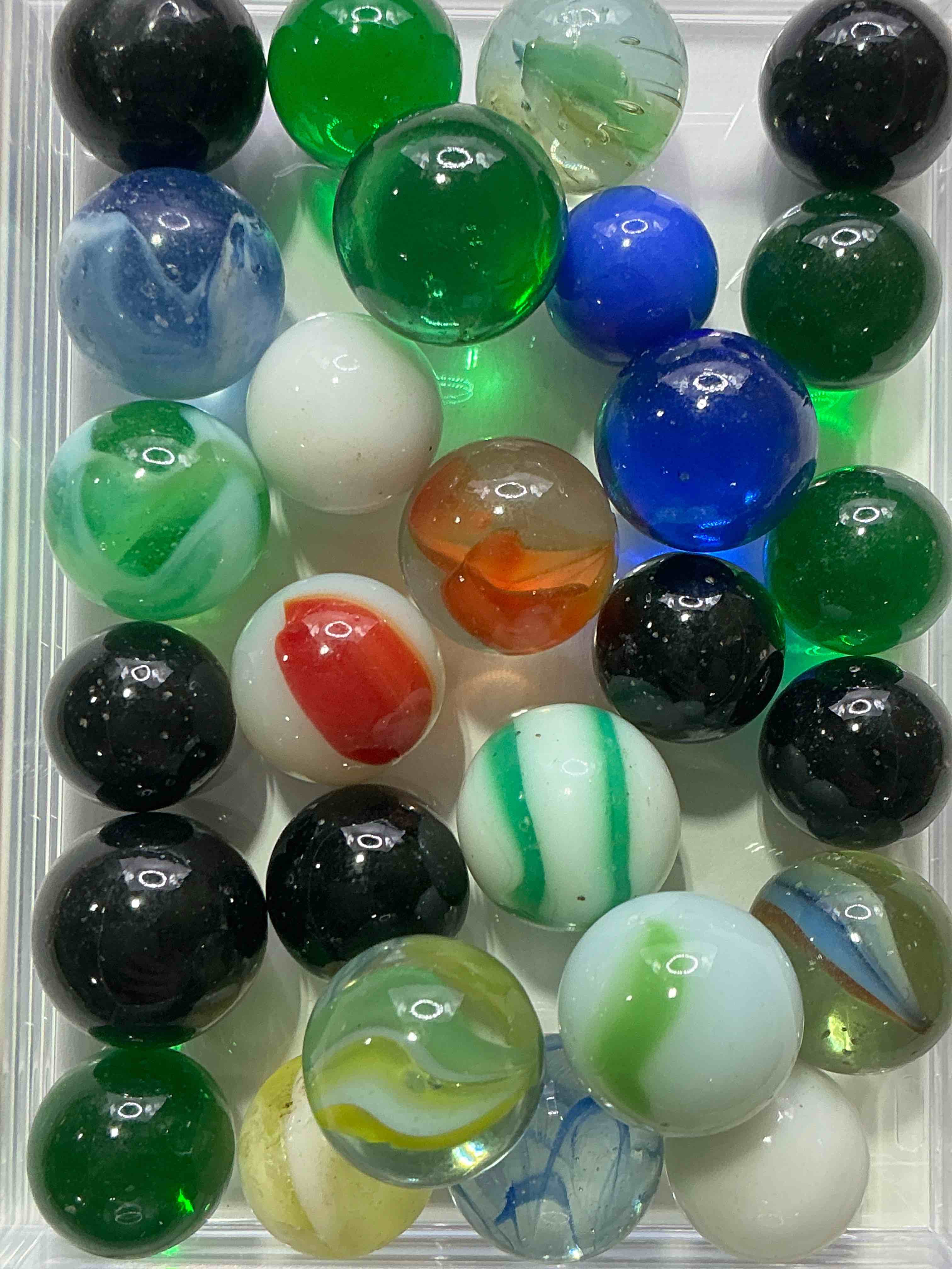 antique glass marbles! genuine stunning marbles lot, all marbles made between the years 1925-1965 & made with uranium! many are great depression era & even earlier! gorgeous, authentic pieces of history!  