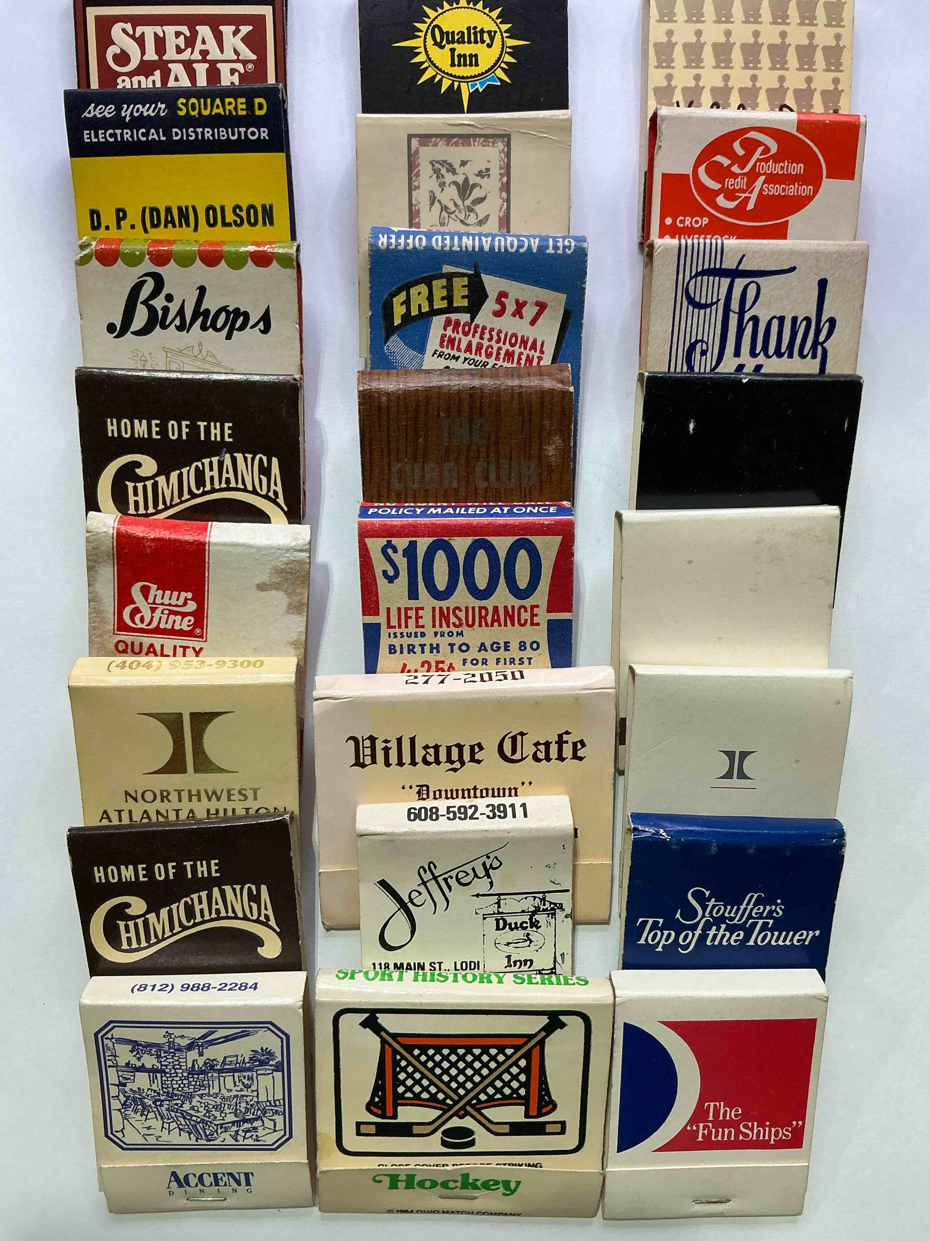 vintage matchbooks!  a crazy hard to collect collection of matchbooks from all over, many from places that no longer exist!  collection spans decades & decades!  most books are complete with all matches!  one of a kind collection!  all original & impossible to find anywhere else!