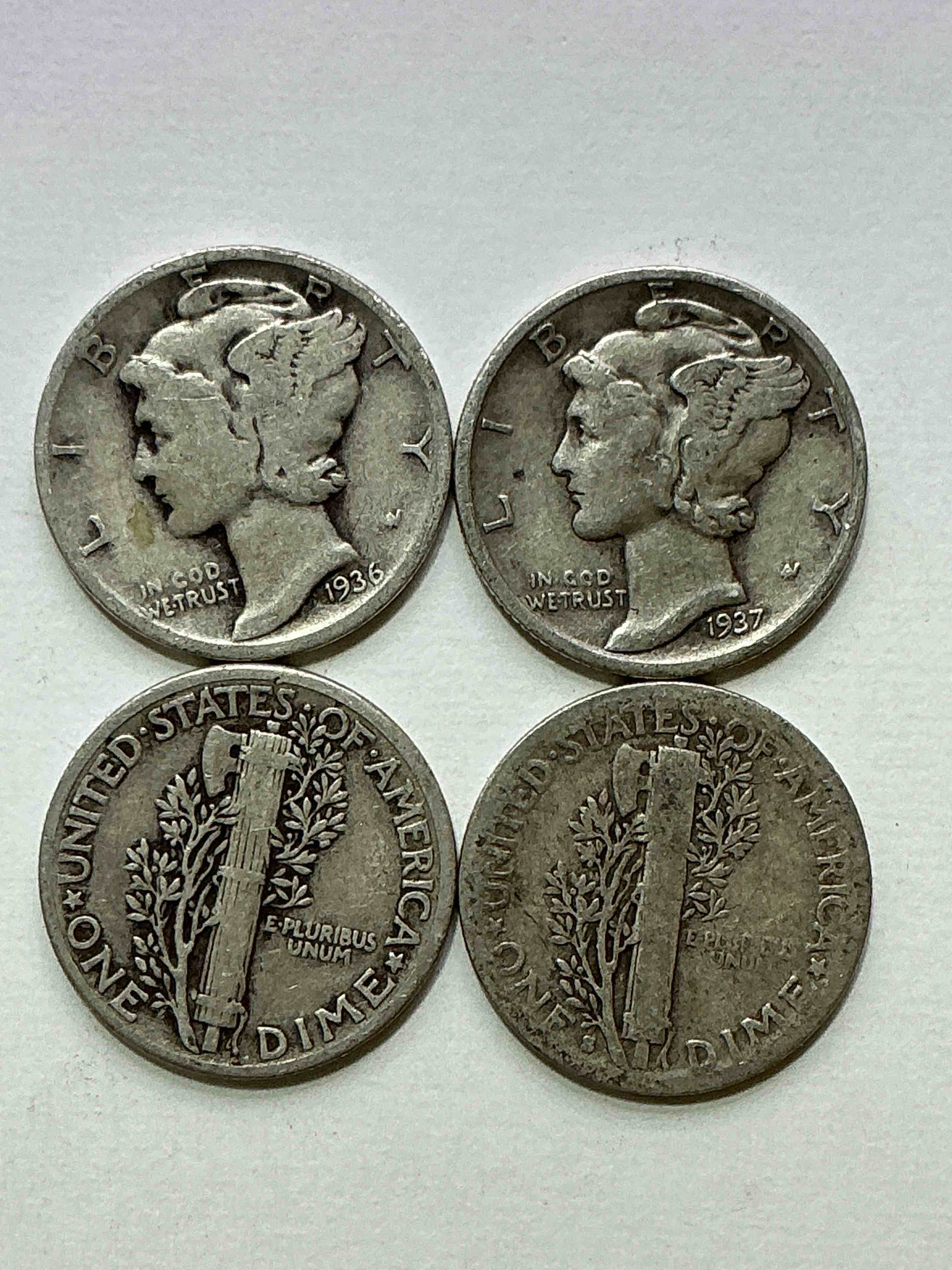 antique u.s. pure fine silver mercury dimes! silver mercury dimes were minted from 1916-1945 & have become serious collector items! check out these awesome examples, all in nice, circulated condition with visible dates & varying years! rare to have visible dates! makes for a great investment in precious metals, mercury dimes are 90% pure fine silver! they don't make em' like this anymore!
