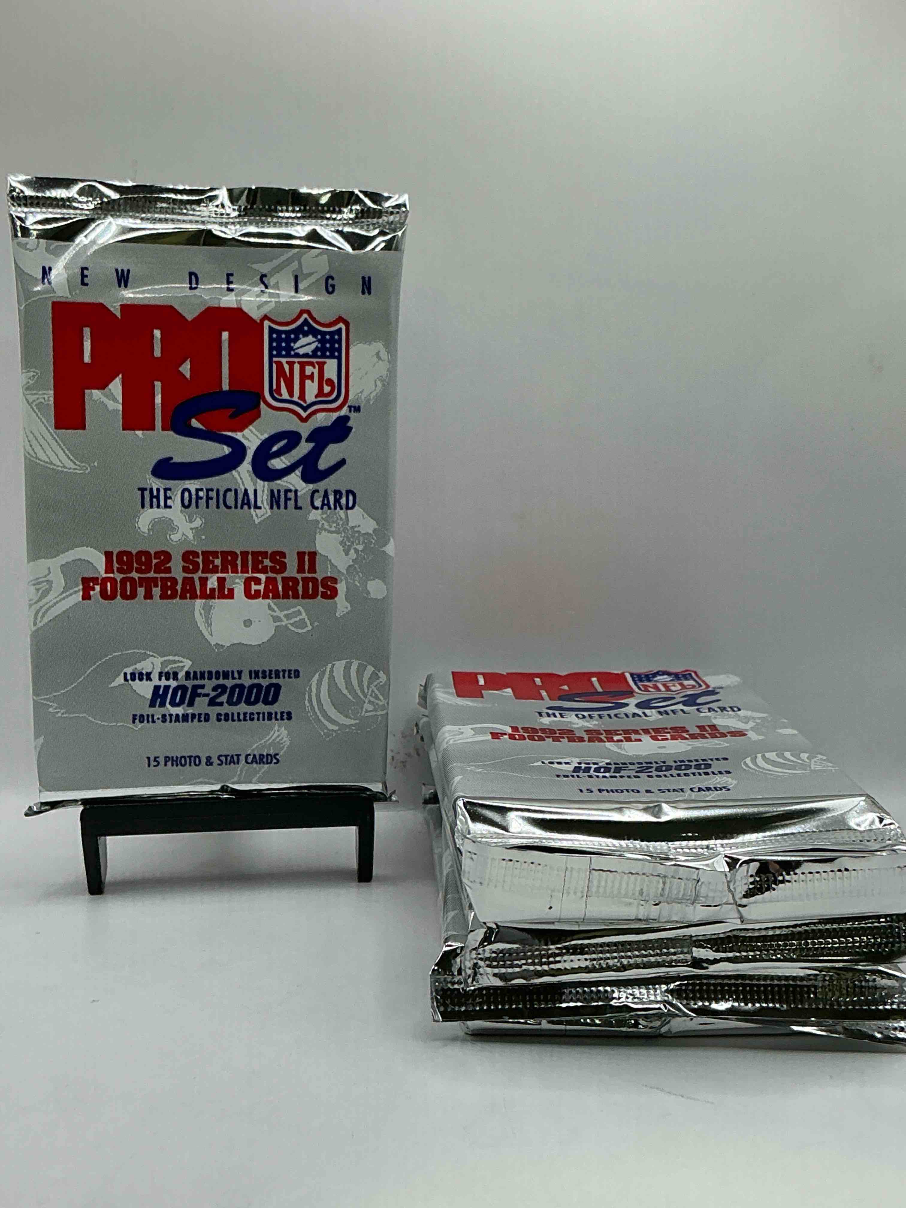 nfl pro set! wow! 1992 series ii football cards! possible rice, montana, elway, sanders, jackson & more! search for limited edition randomly inserted hof 2000 stamped collectibles! 