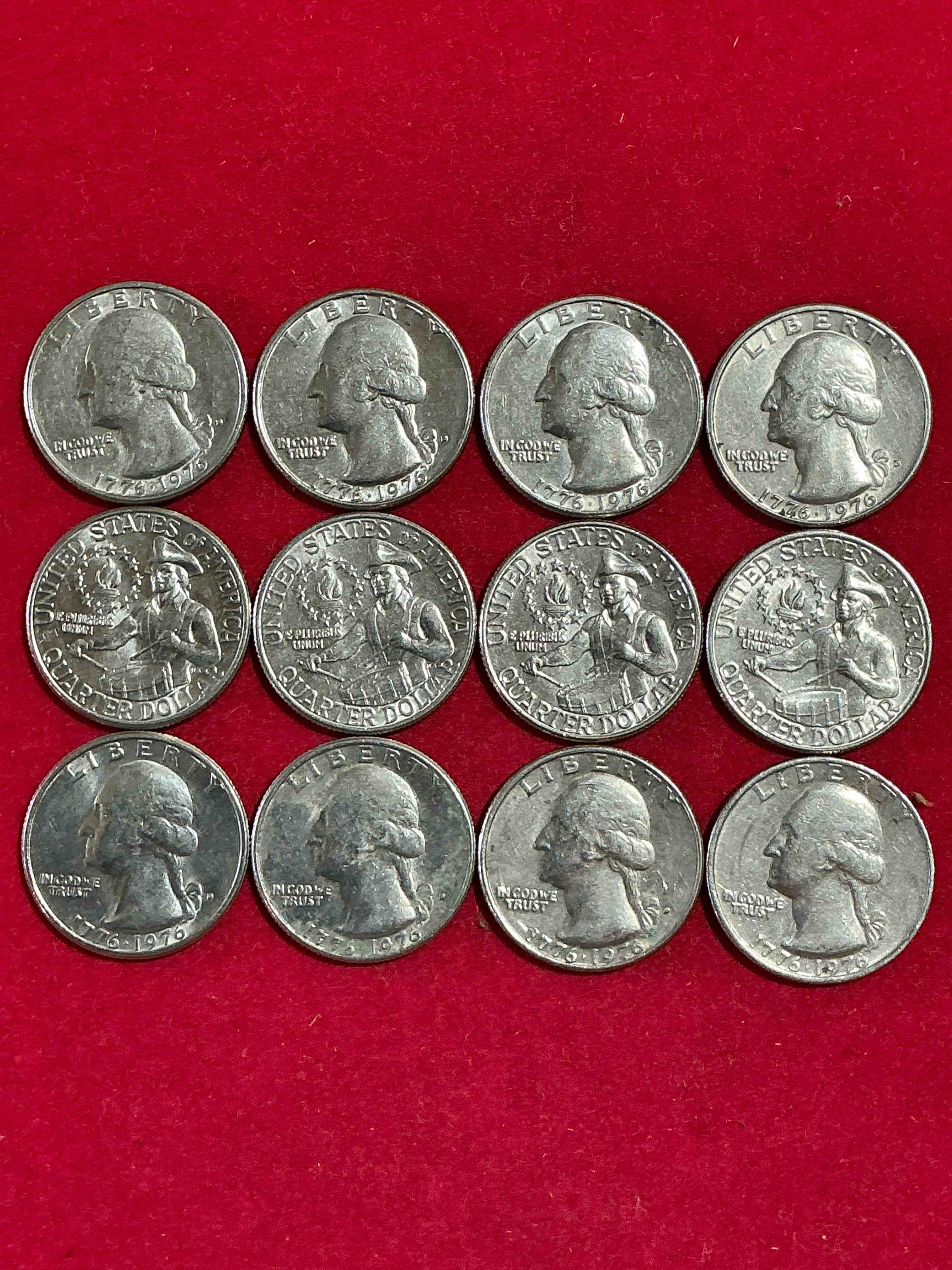 Condition photo showing Good Condition for 1976 bicentennial bliss! quarters! in 1976 the u.s. mint produced coins celebrating the 200 year anniversary of america. up for auction are awesome examples of bicentennial quarters produced for this... the infamous 200 year anniversary edition! highly desirable for collectors! own pieces of history & get ready for america's 250 year anniversary coming soon!