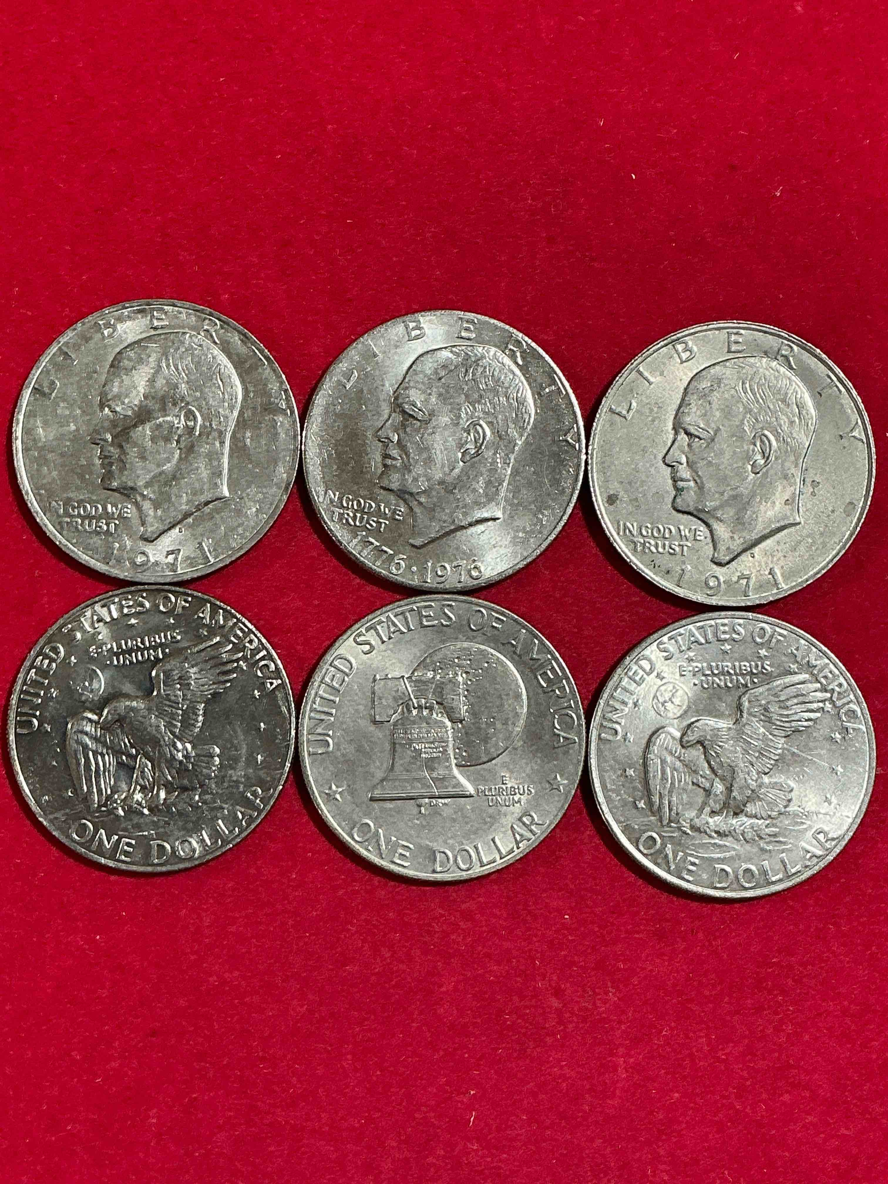 Eisenhower Dollars! Here’s Six Circulated “Ike” Dollars! Up For Auction Are Ike One Dollar Coins From Different Years! 1976! Awesome Ike Dollars!