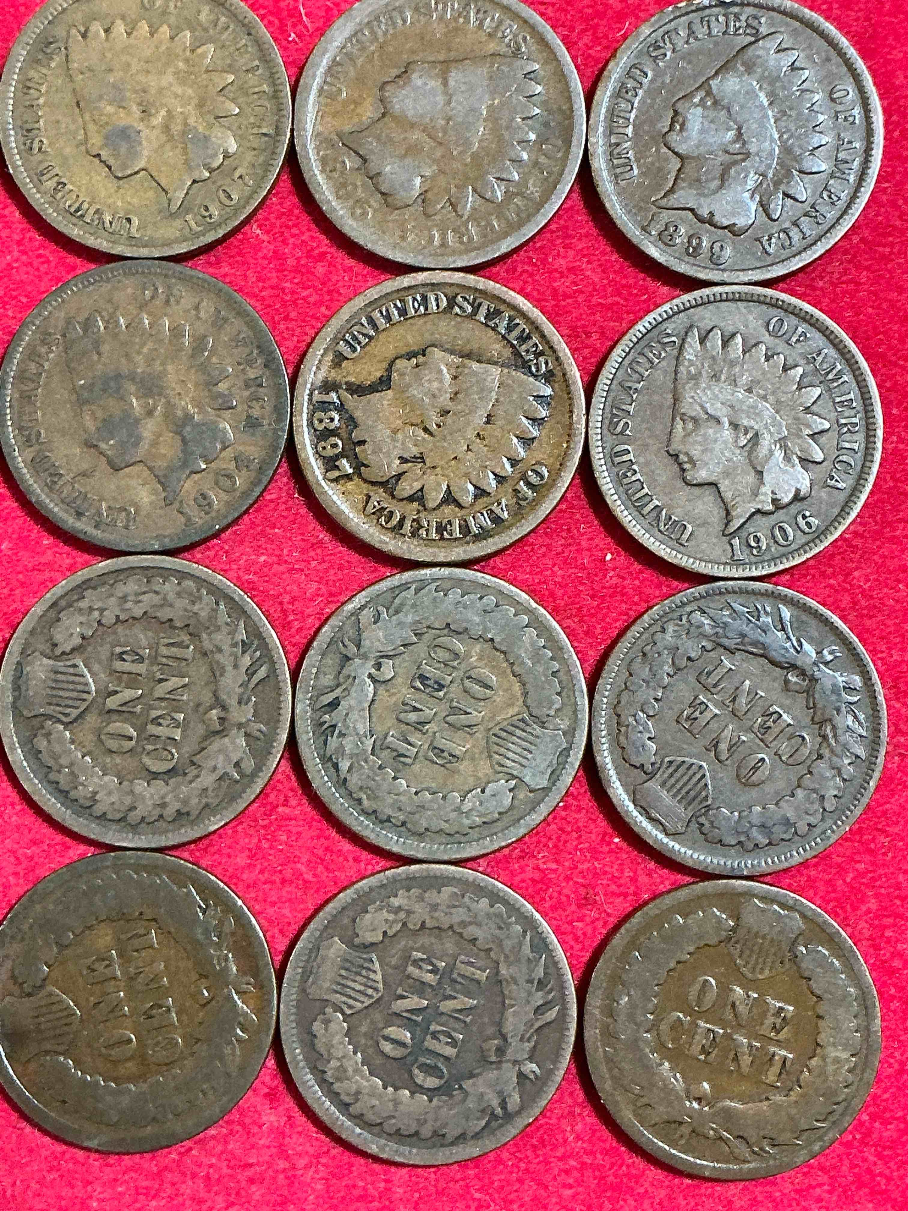 Indian Head Pennies! These Gorgeous U.S. Pennies Were Minted From 1859-1909 & Have Become Serious Collector Items! The "Indian Head" Design Is Actually A Representation Of Lady Liberty Wearing An Indian Headdress. Here Are Beautiful, Well-Kept Examples Representing Many Different Mint Years! Great For Collecting, Investing & Learning History, & Rare With Visible Dates!