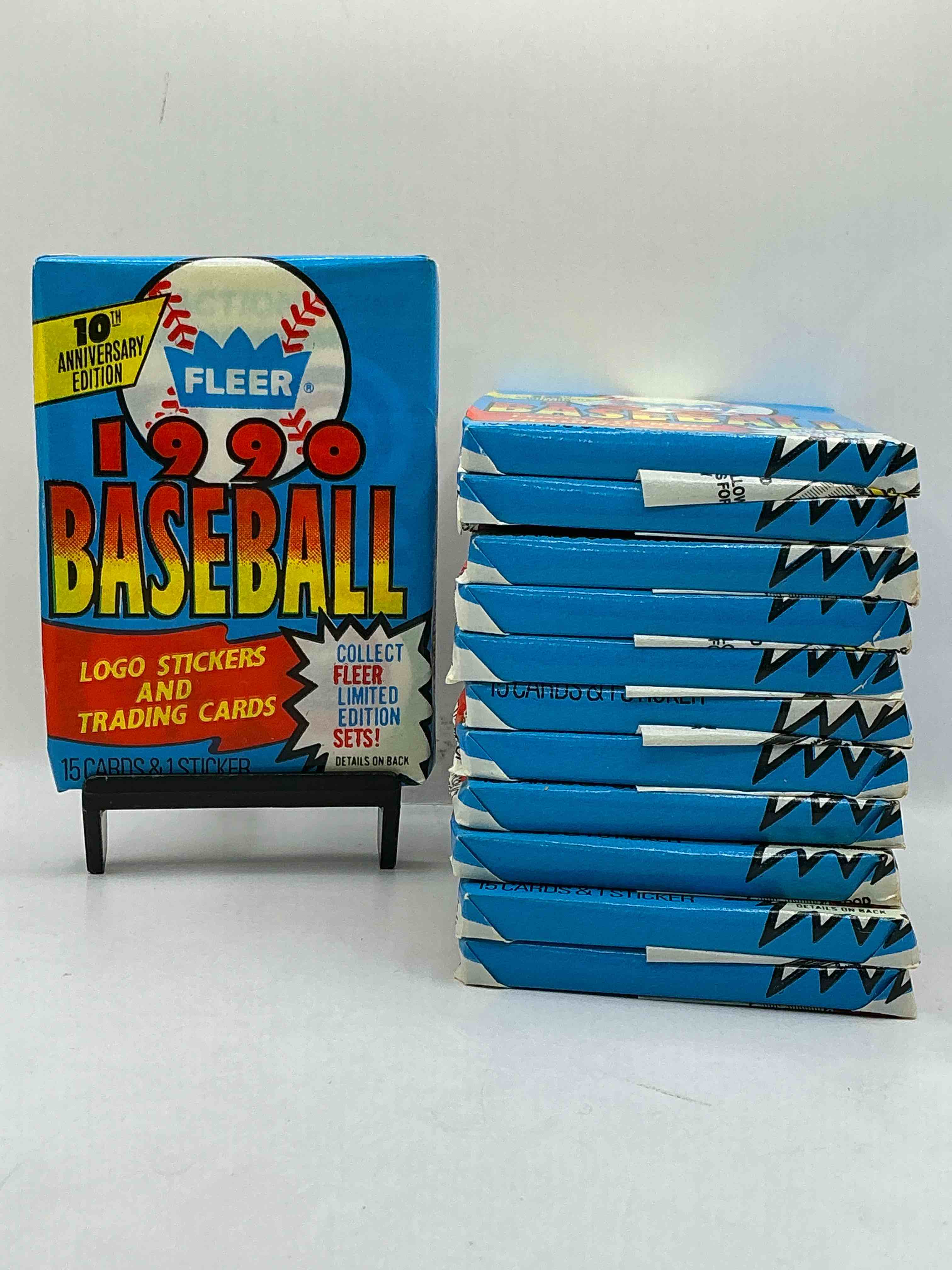 vintage baseball! awesome 1990 fleer baseball unopened sports card wax packs!direct from original box! search for valuable collectible ken griffey jr cards!