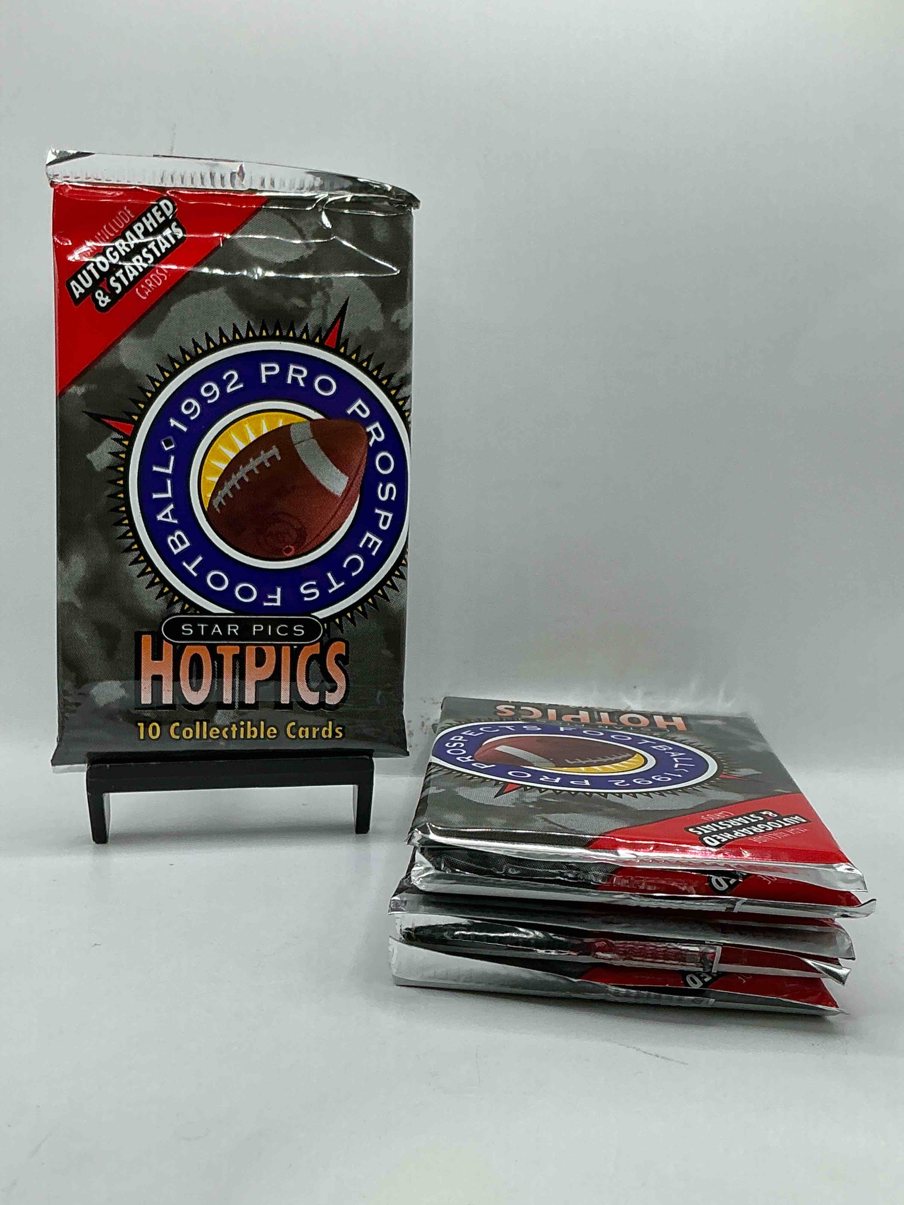 autographs & starstats! 1992 pro prospects football star pics “hotpics”! 10 cards per pack wow! great for any sports card collection!
