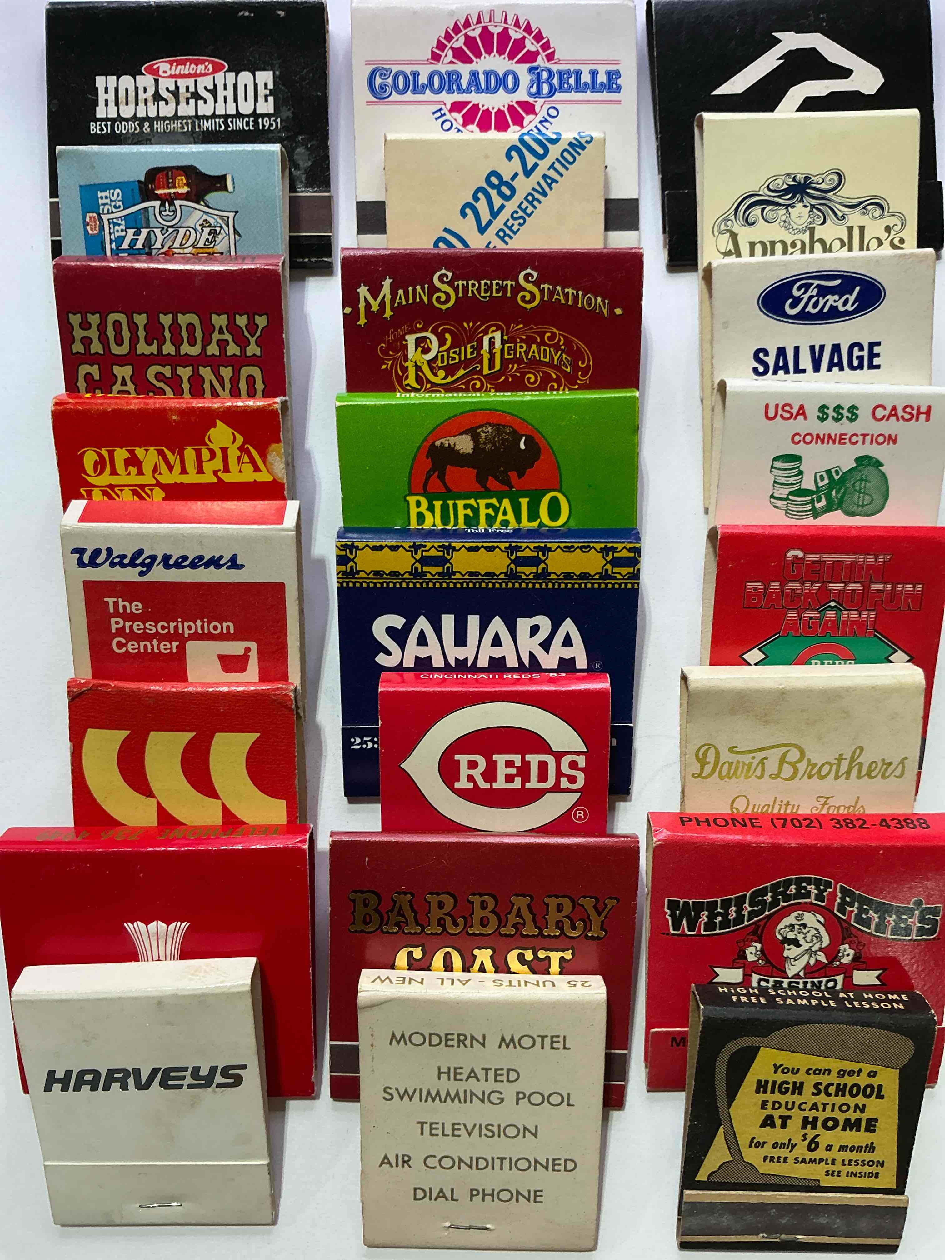 vintage matchbooks!  a crazy hard to collect collection of matchbooks from all over, many from places that no longer exist!  collection spans decades & decades!  most books are complete with all matches!  one of a kind collection!  all original & impossible to find anywhere else!