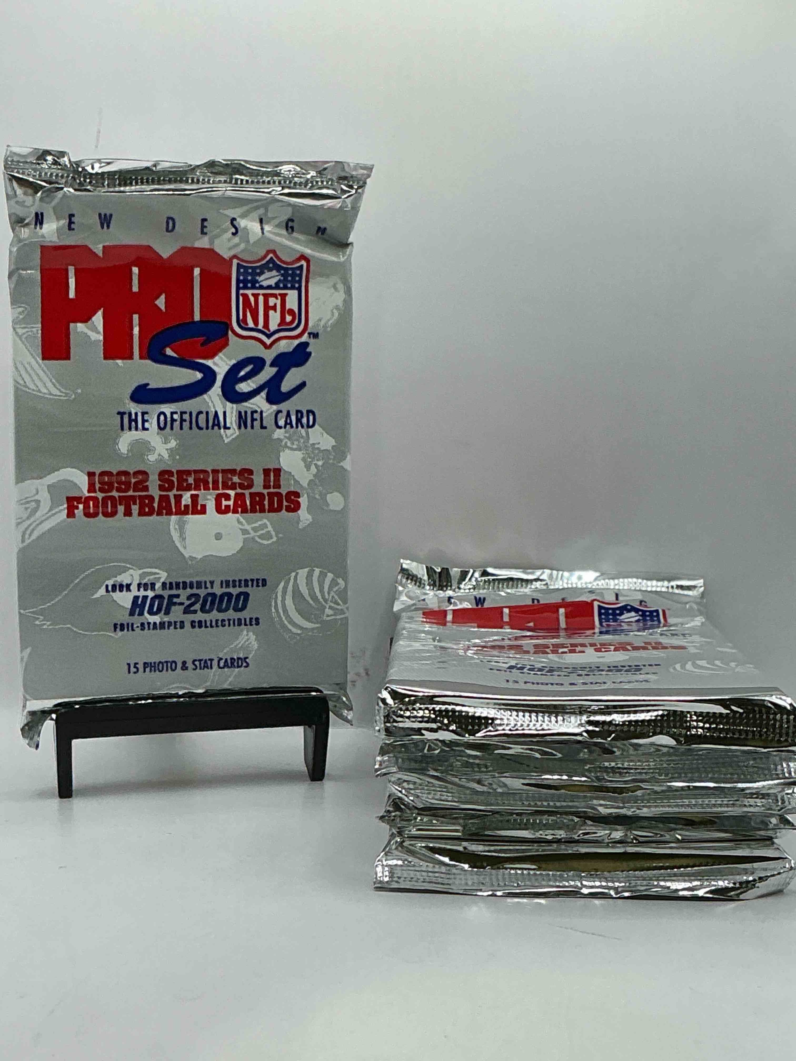 nfl pro set! wow! 1992 series ii football cards! possible rice, montana, elway, sanders, jackson & more! search for limited edition randomly inserted hof 2000 stamped collectibles! 