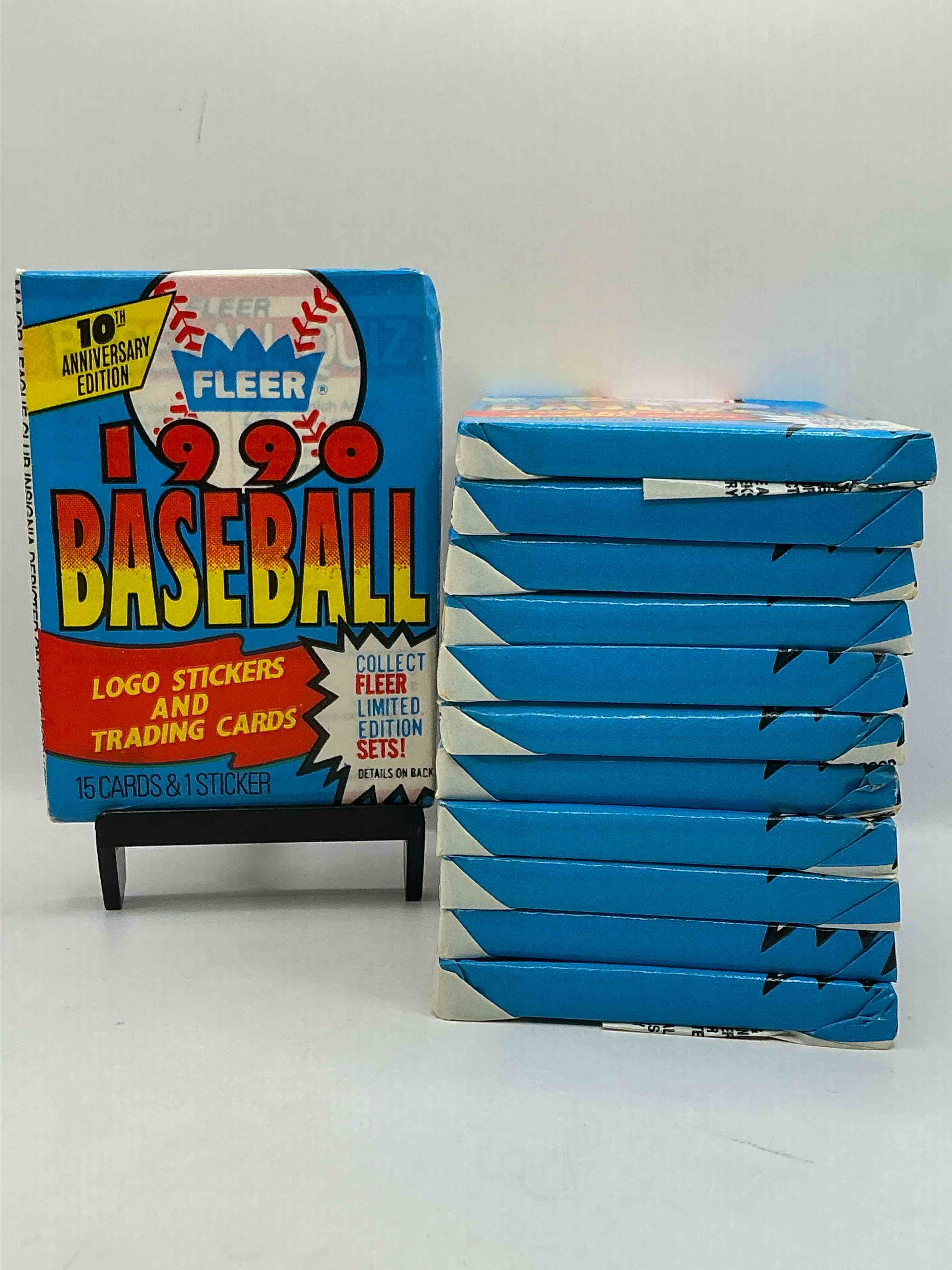 vintage baseball! awesome 1990 fleer baseball unopened sports card wax packs!direct from original box! search for valuable collectible ken griffey jr cards!