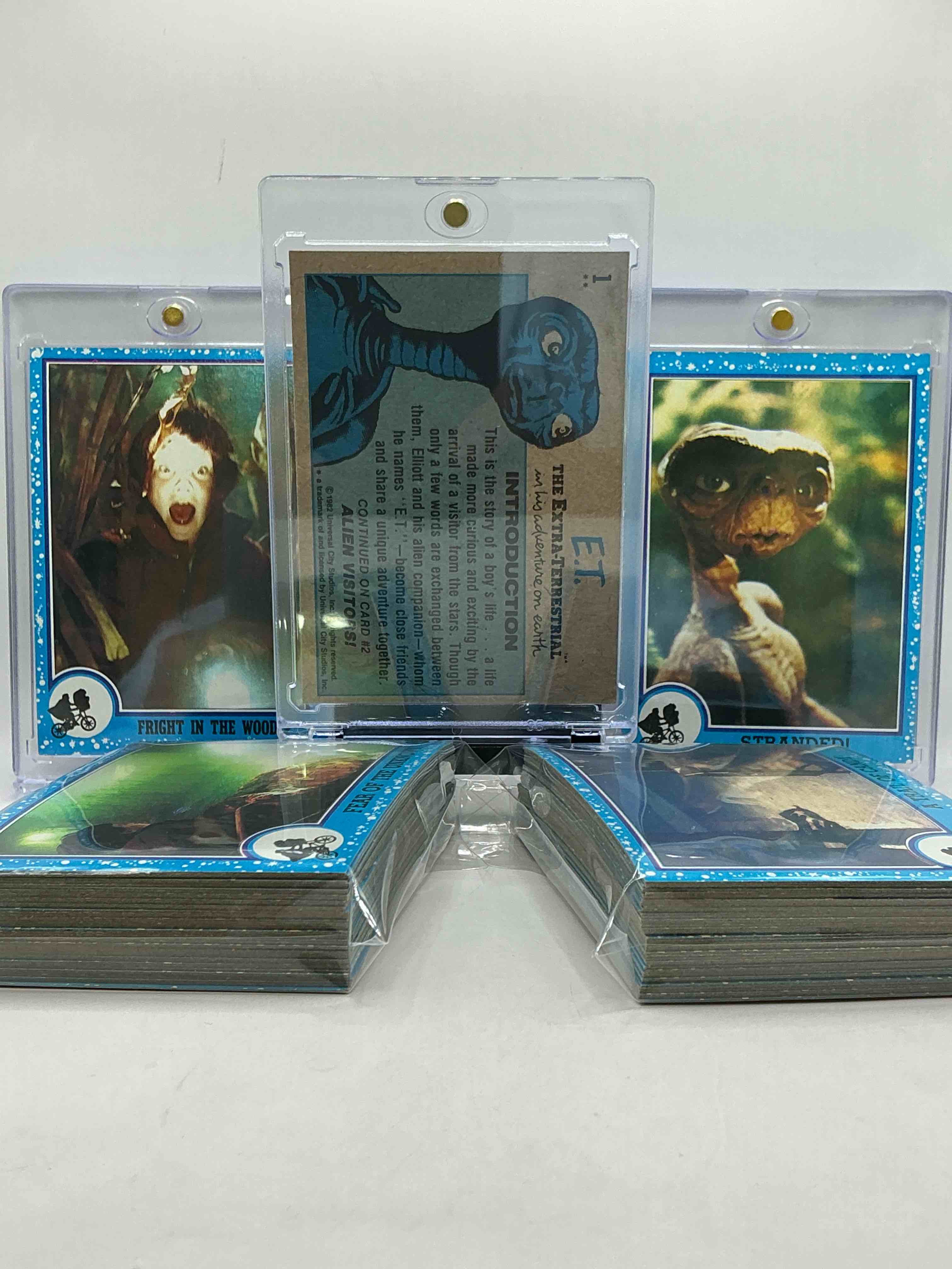 Condition photo showing New/Like New for 1982 e.t. genuine movie wow!  complete 1982 original e.t. the extra terrestrial movie card set, excellent condition!  all 87 cards included!  your chance to own a rare, authentic e.t. collectible!
