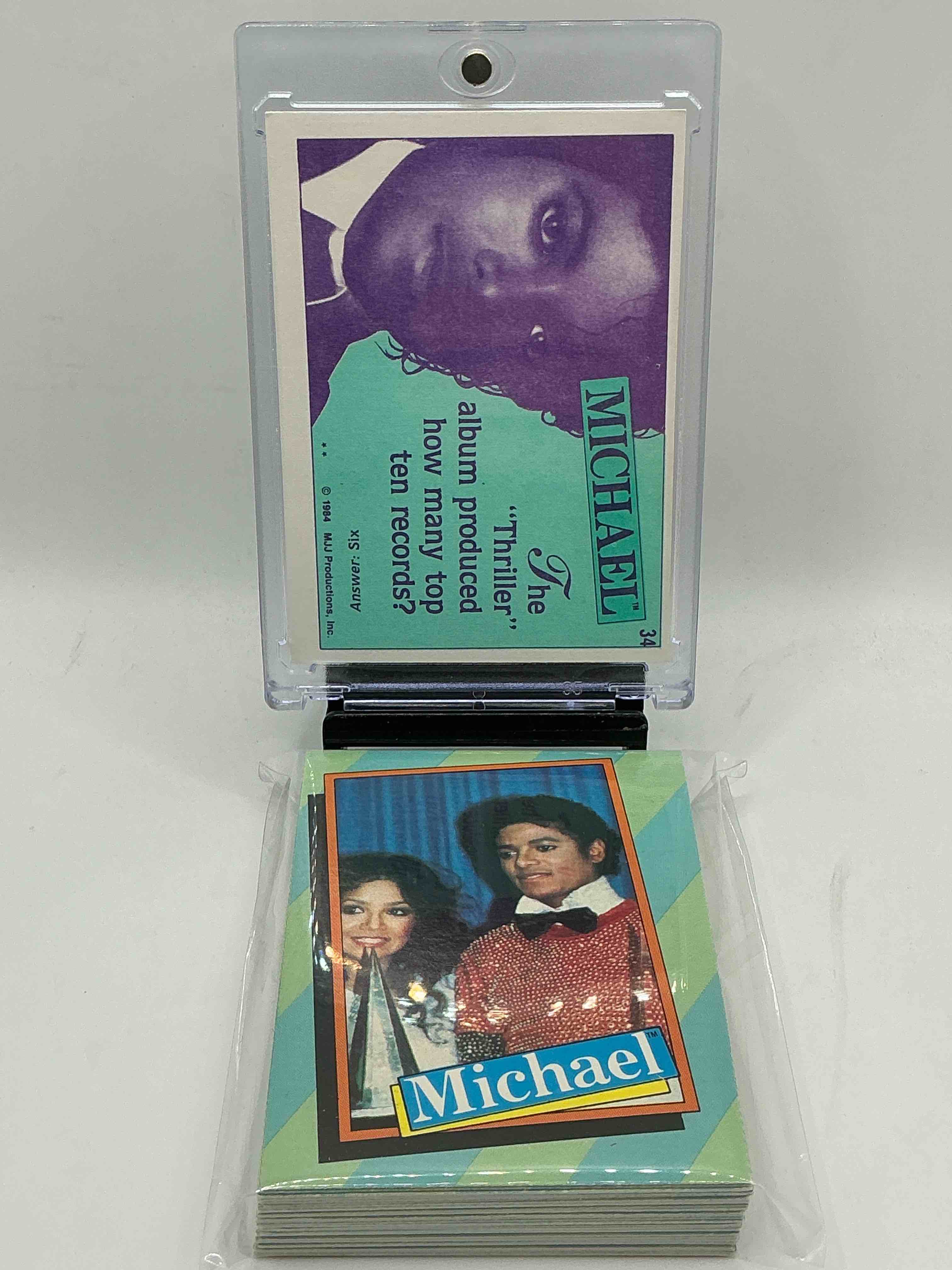 Condition photo showing New/Like New for 1984 michael jackson history! complete series two 33 card michael jackson collector card set, authentic original from 1984! a serious collector item straight from the height of michael jackson mania! great condition & completely original!