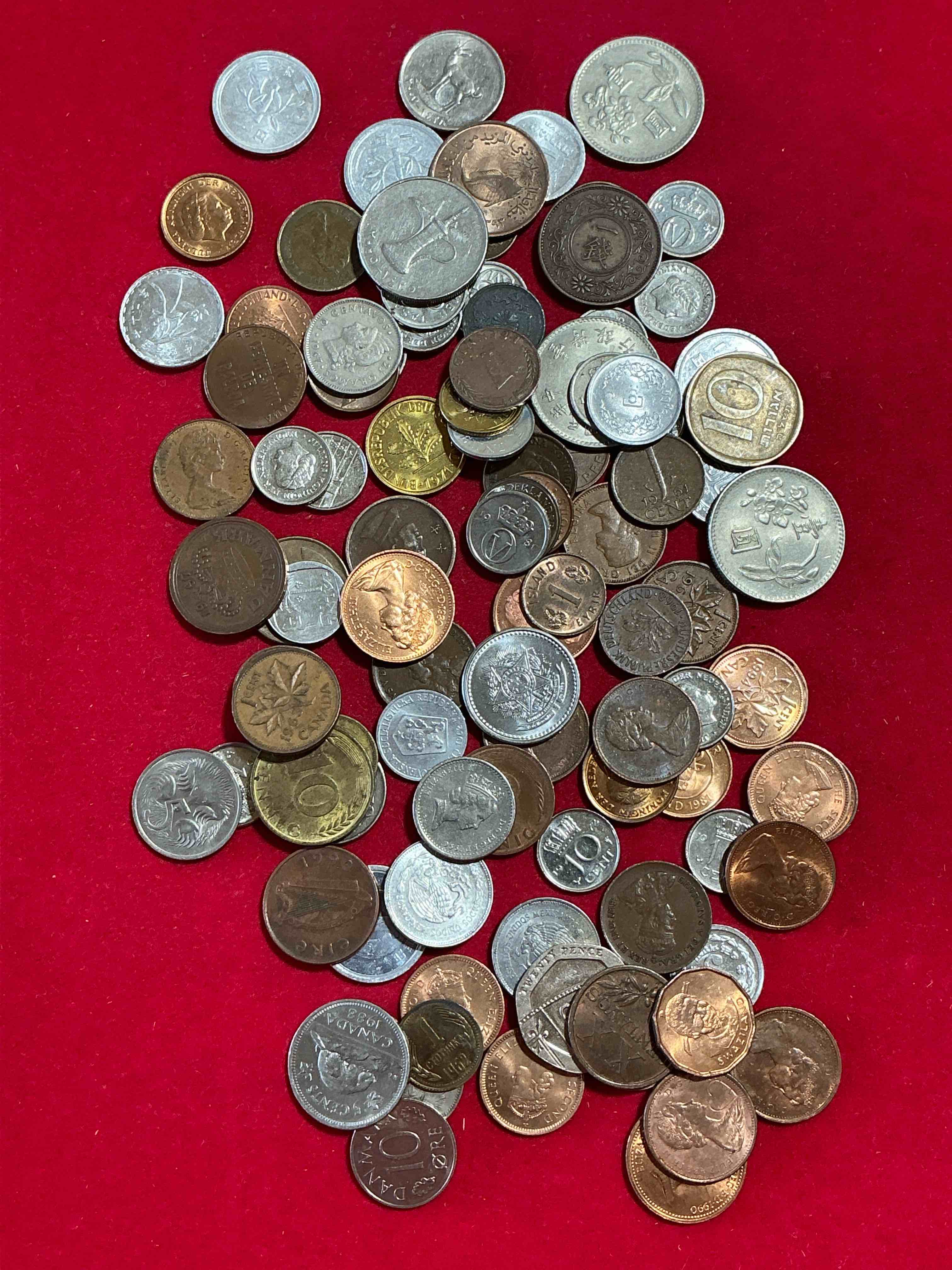 Condition photo showing Good Condition for world coins, antique & vintage! each lot is unique! many different years, countries, sizes & exotic places. this cool collection of antique coins from around the world is loads of fun! have fun identifying each coin & country as a great educational tool! a great investment too!