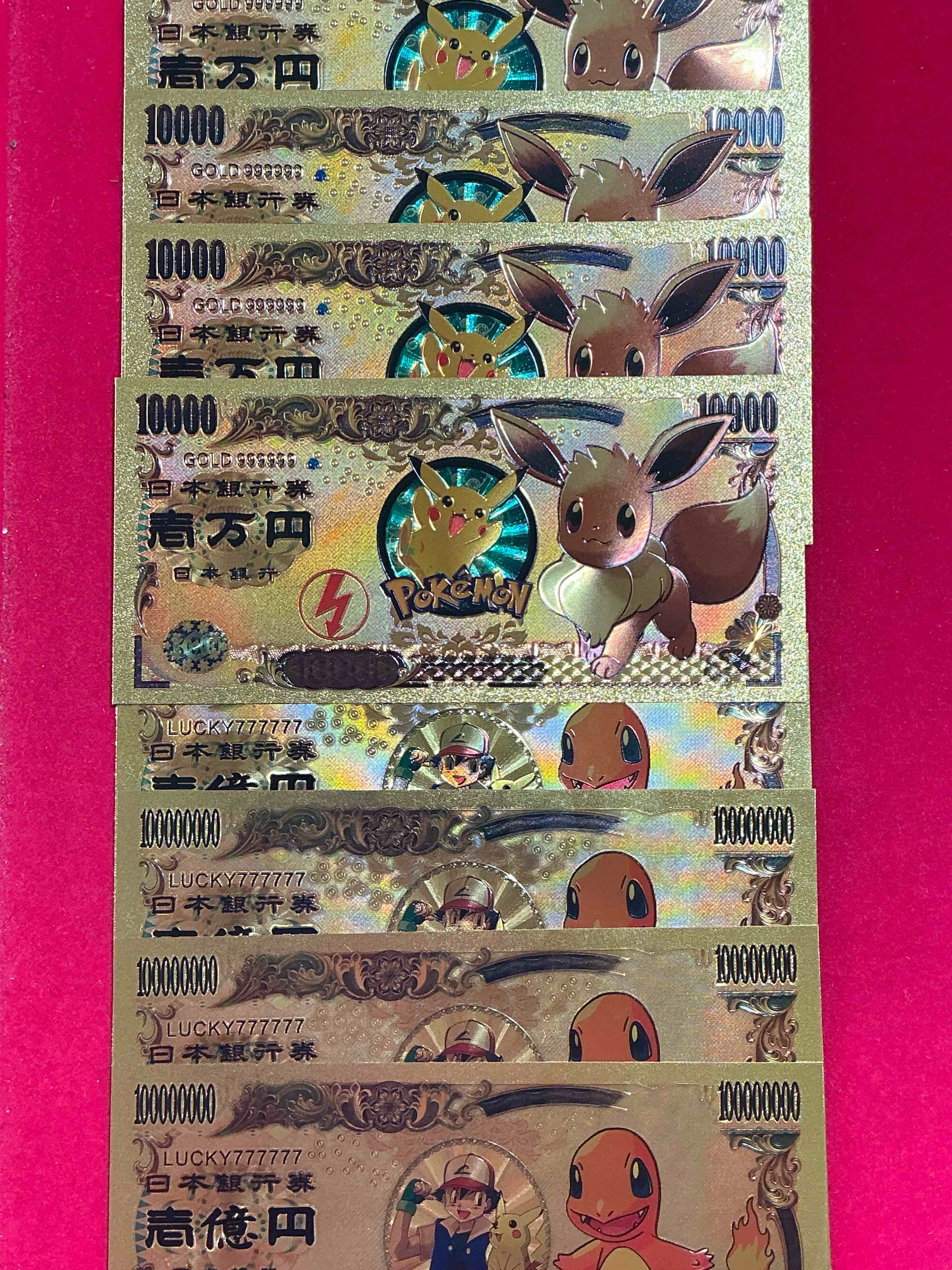 Condition photo showing New/Like New for pokémon novelty gold in this color dollars! ultra cool novelty 10,000 pokémon bill with characters & cool designs! rare & hard to get! 
