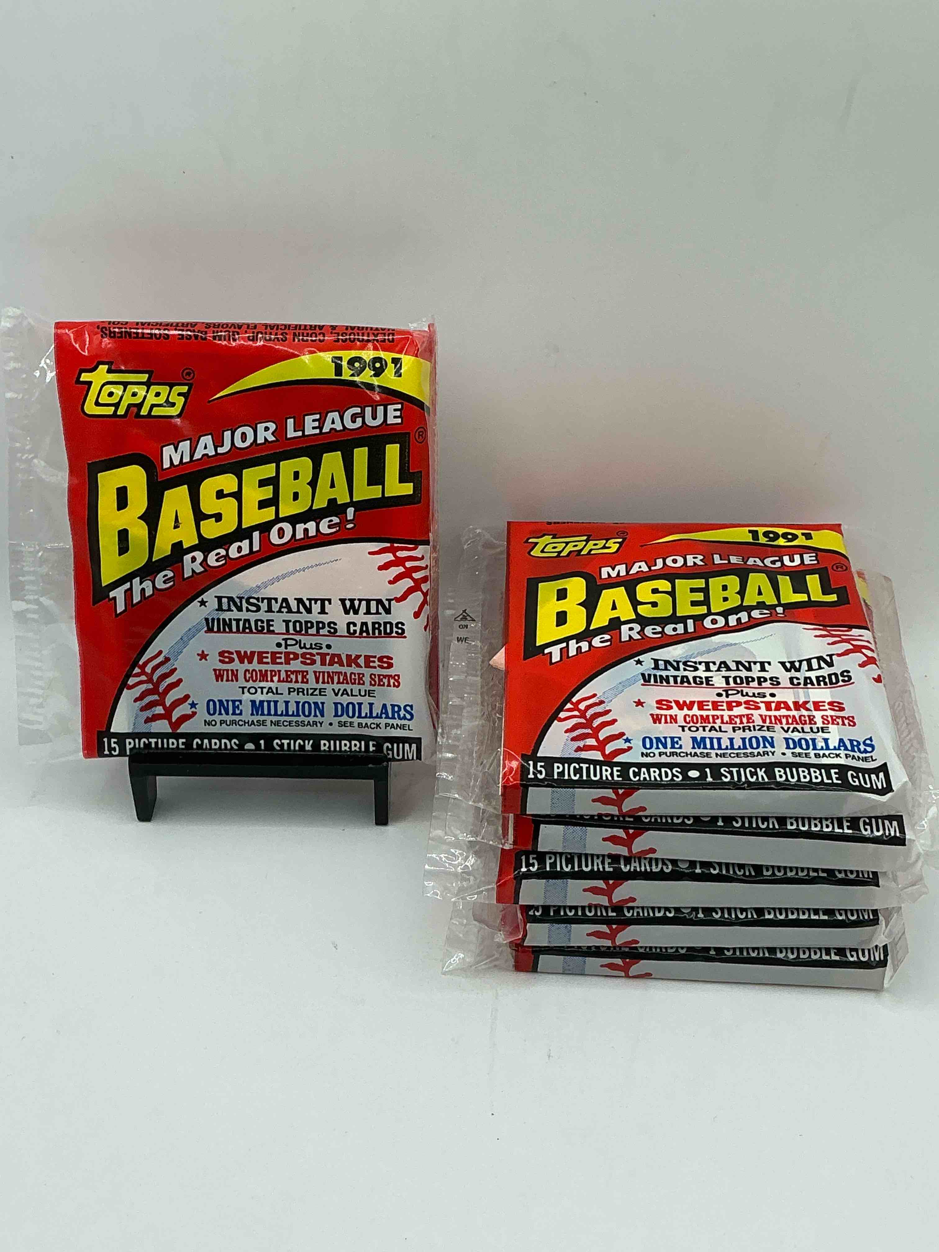 alternate packaging! 1991 topps baseball card unopened packs, straight from box! search for ken griffey jr cards, bo jackson cards & other 80s & 90s stars! perfect baseball packs!