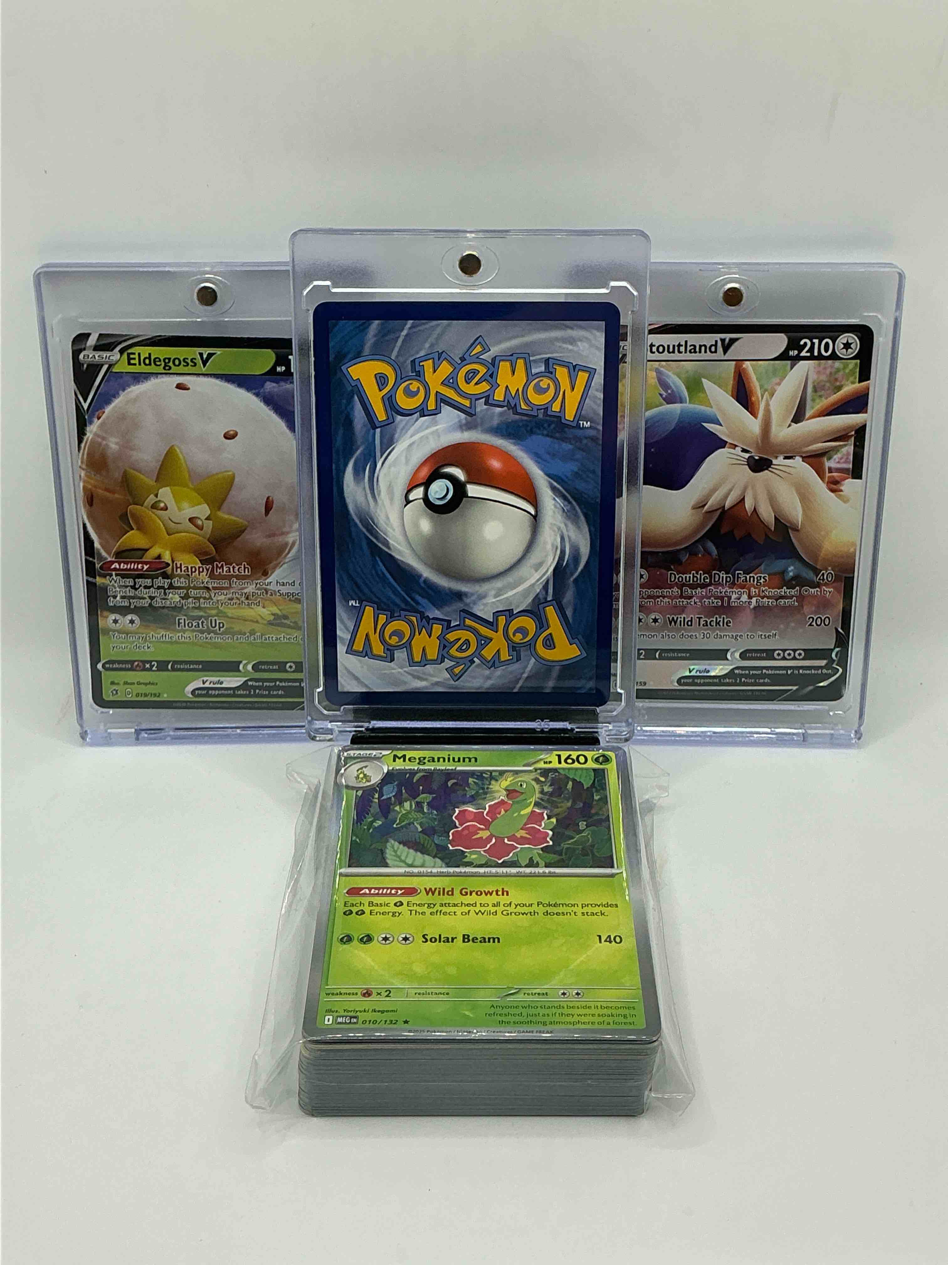 Condition photo showing New/Like New for pokémon party! galarian darmanitan v! stoudland v! eldegoss v! along with 50 other pokémon heroes, holos, legends & commons- including 1 stage two rare holographic, 2 stage one rare holographic, 3 basic rare holographic, 4 common/ uncommon holographics (all stages), 2 stage two non holographic & 2 rares! also includes 36 non holo common/ uncommon basic & first stage cards trainers & energy too! perfect set for collectors & enthusiasts!
