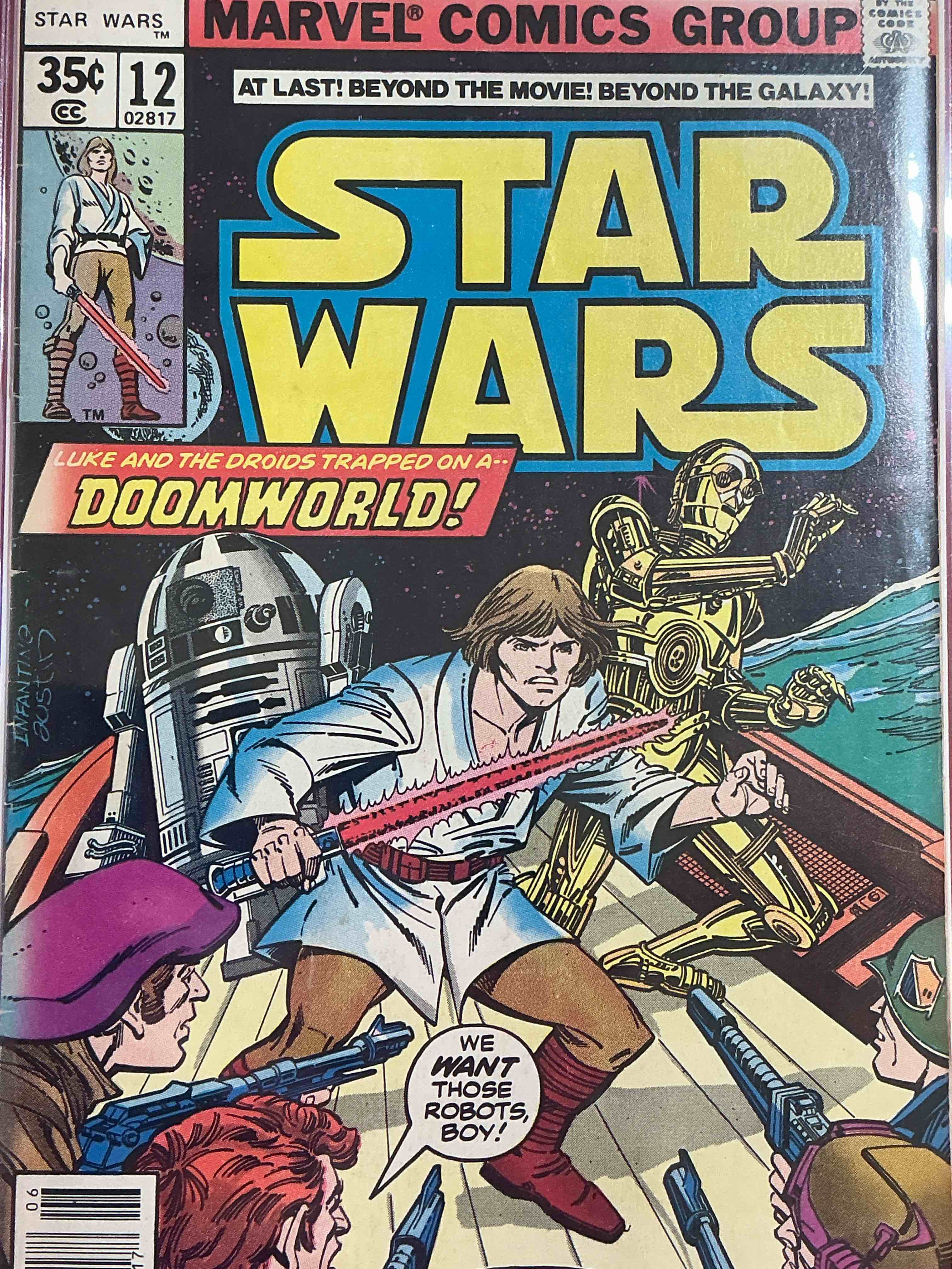 comic book craziness!  12 awesome comic books spanning generations including authentic, original 1977 star wars comic & early 80’s g.i. joe, batman, spider-man & tarzan from the early 1970’s!  comics in nice/good condition & all come in protective casing! 