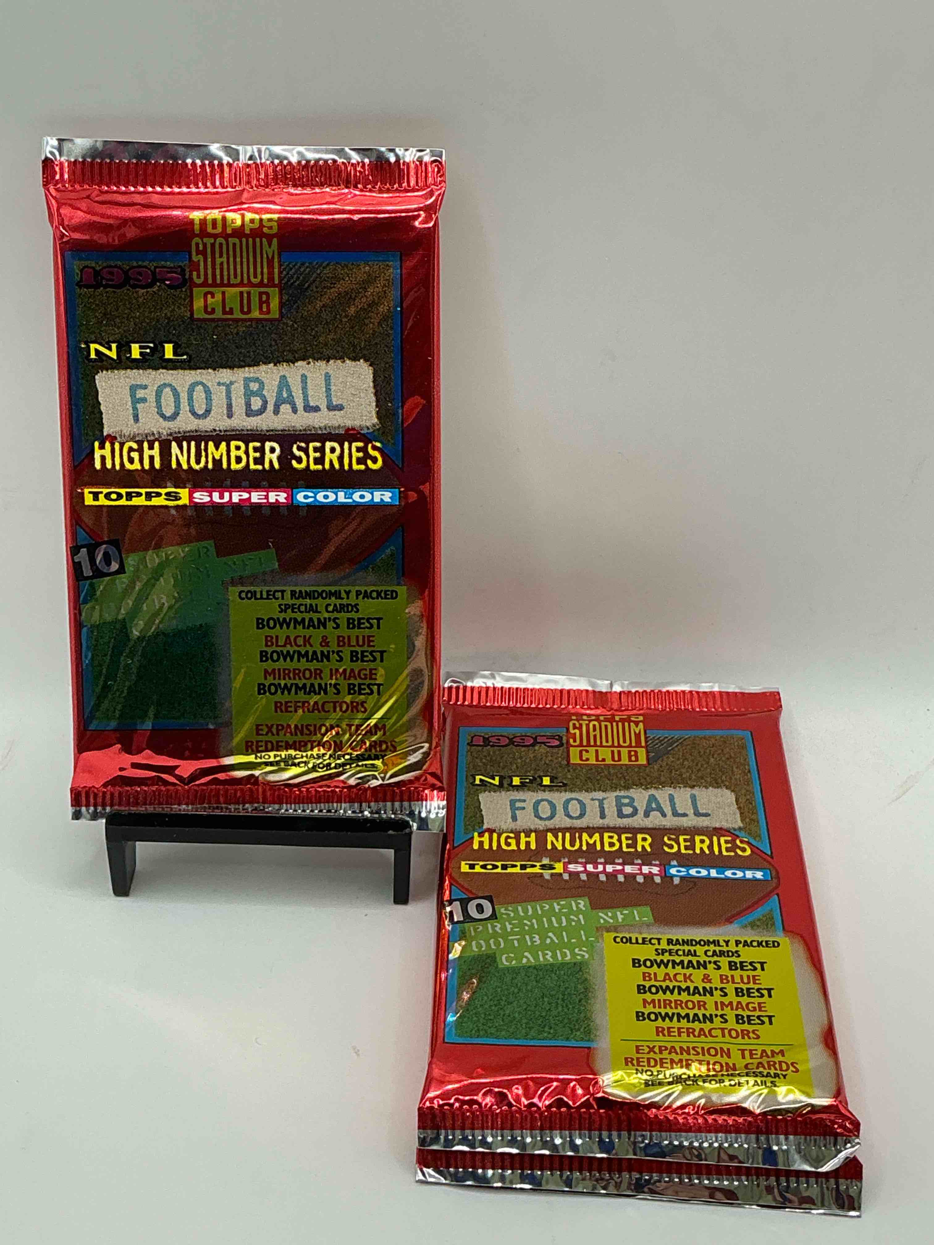 1995 NFL Football High Number Series Topps Stadium Club Super Color! 10 Super Premium NFL Football Cards! Collect Randomly Packed Cards, Bowman’s Best, Black & Blue, Mirror Image, Refractors & More! Rare Packs!