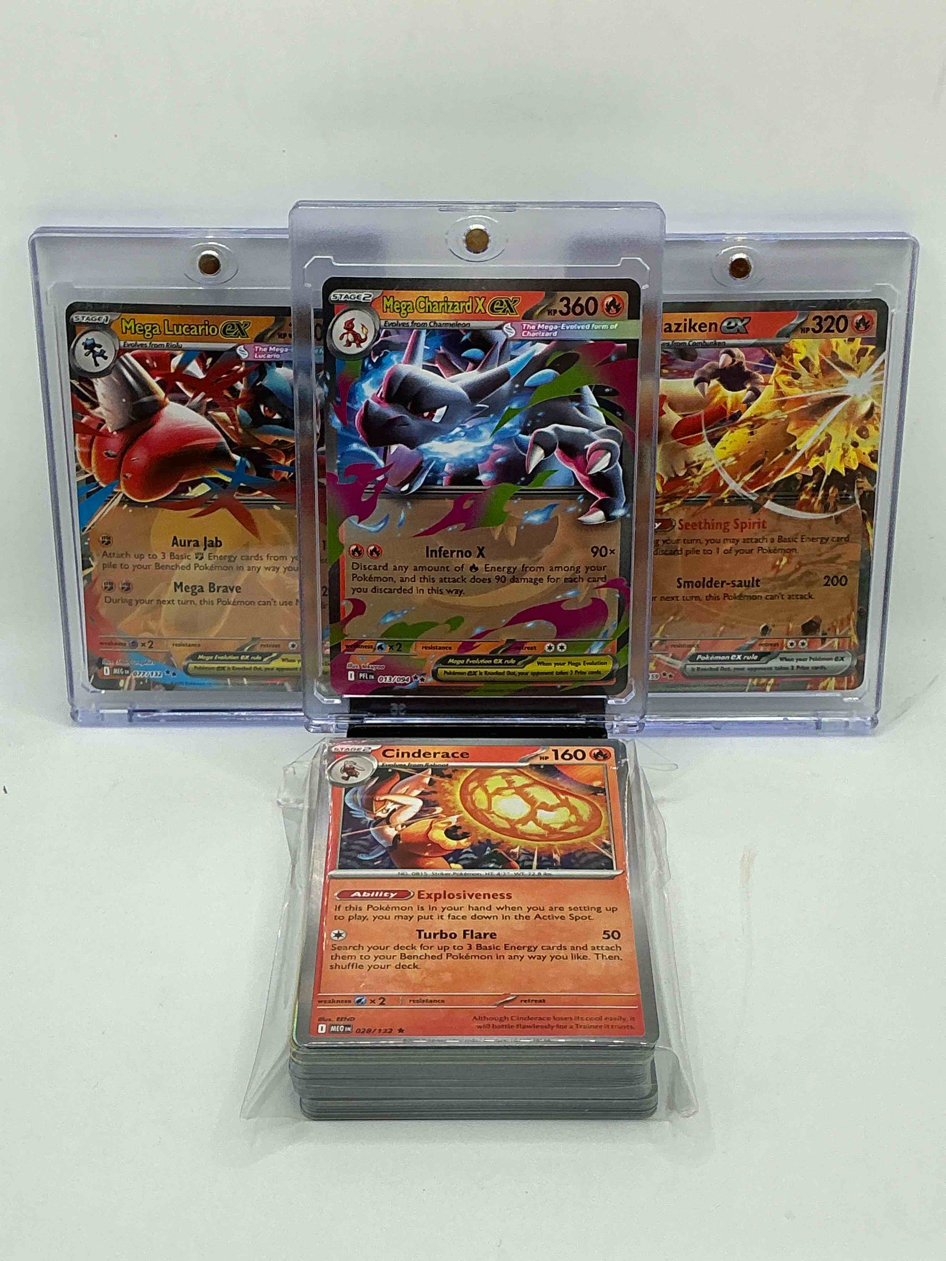 Pokémon Palooza! Mega Charizard X EX! Mega Lucario EX! Blaziken EX! Along With 50 Other Pokémon Heroes, Holos, Legends & Commons- Including 1 Stage Two Rare Holographic, 2 Stage One Rare Holographic, 3 Basic Rare Holographic, 4 Common/ Uncommon Holographics (All Stages), 2 Stage Two Non Holographic & 2 Rares! Also Includes 36 Non Holo Common/ Uncommon Basic & First Stage Cards Trainers & Energy Too! Perfect Set For Collectors & Enthusiasts!