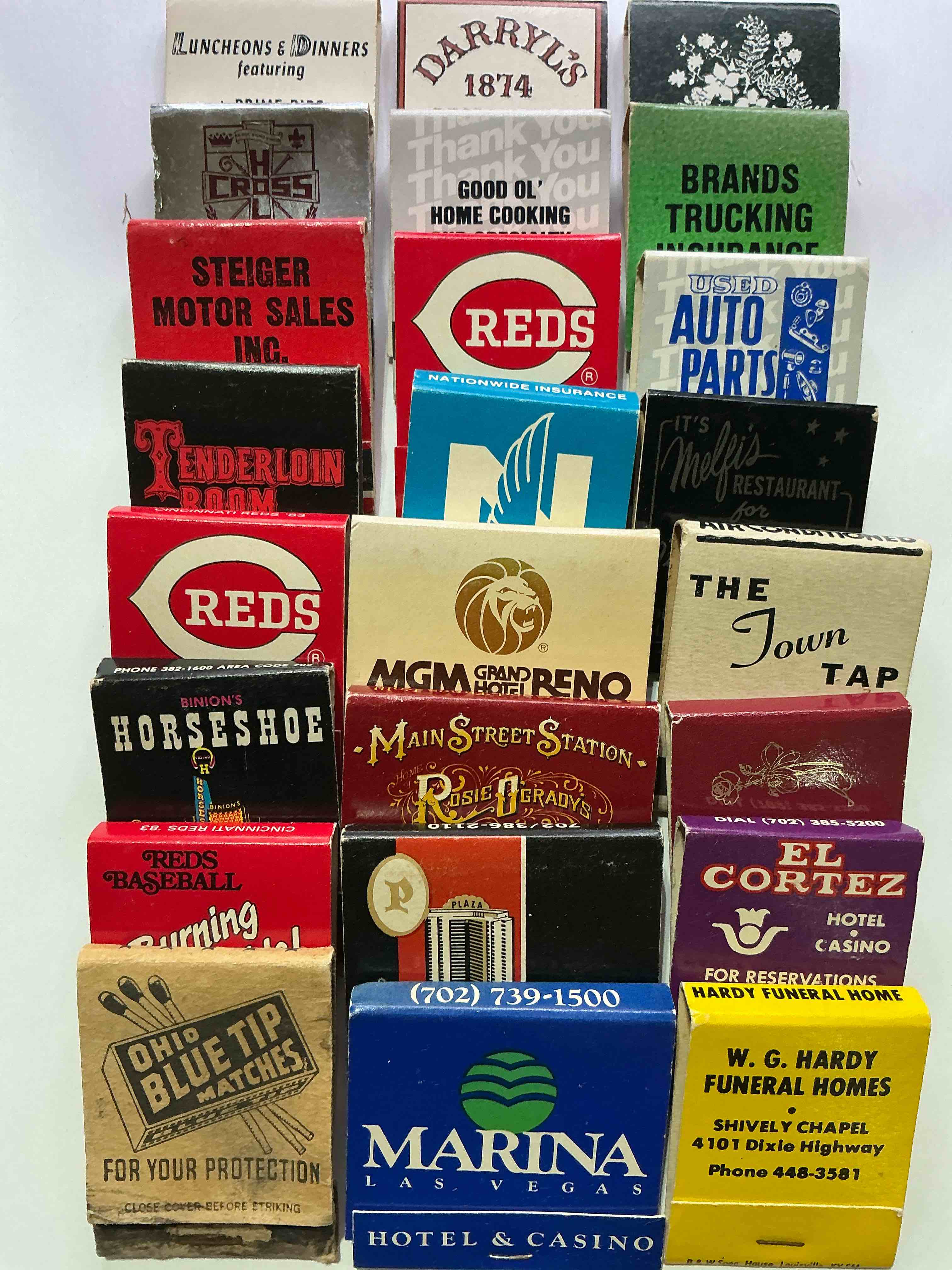 vintage matchbooks!  a crazy hard to collect collection of matchbooks from all over, many from places that no longer exist!  collection spans decades & decades!  most books are complete with all matches!  one of a kind collection!  all original & impossible to find anywhere else!