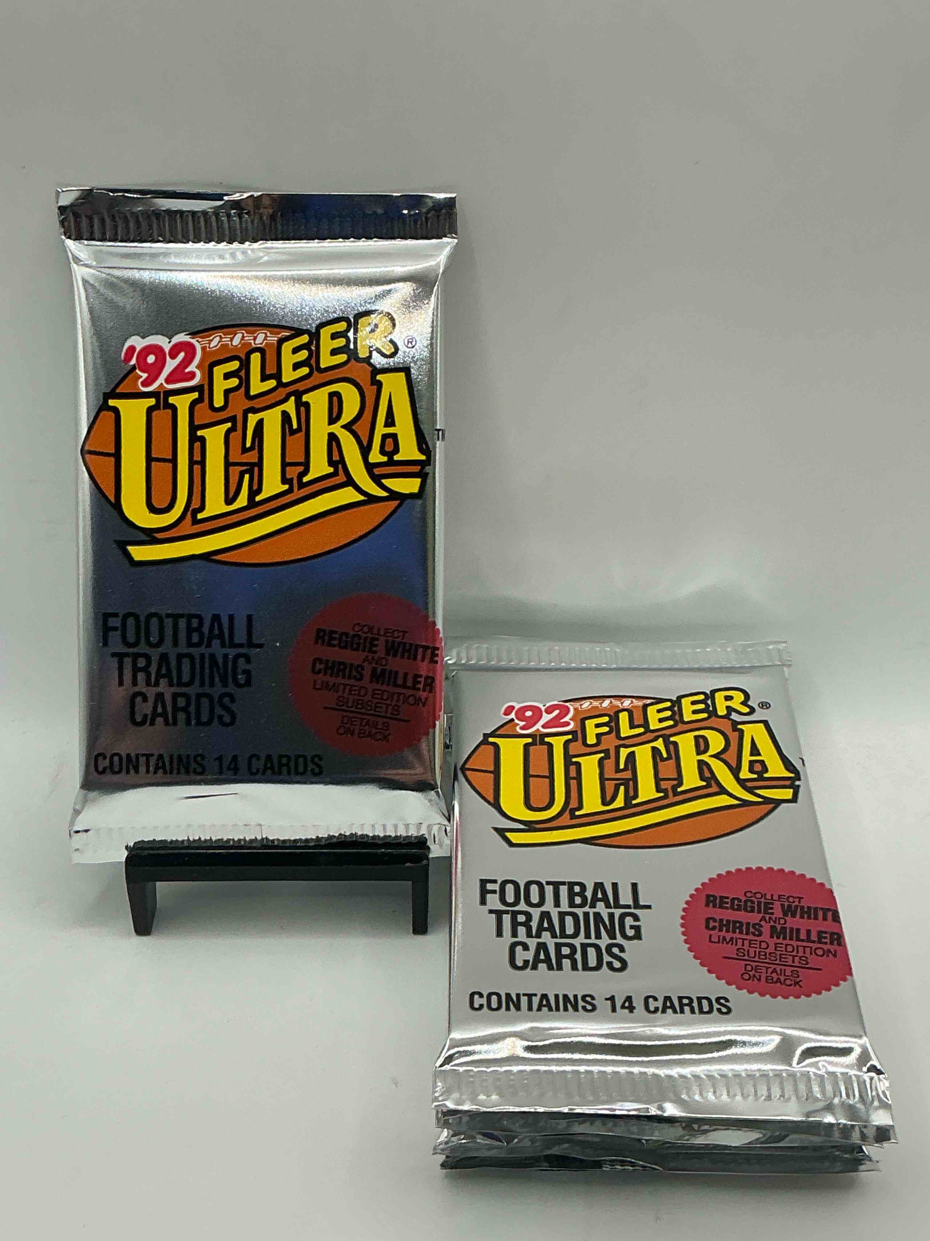 1992 fleer ultra football unopened packs, straight from box! search for awesome cards from barry sanders, emmitt smith, brett favre & other 80's & early 90's stars! also, search for mark rypien performance highlights cards!