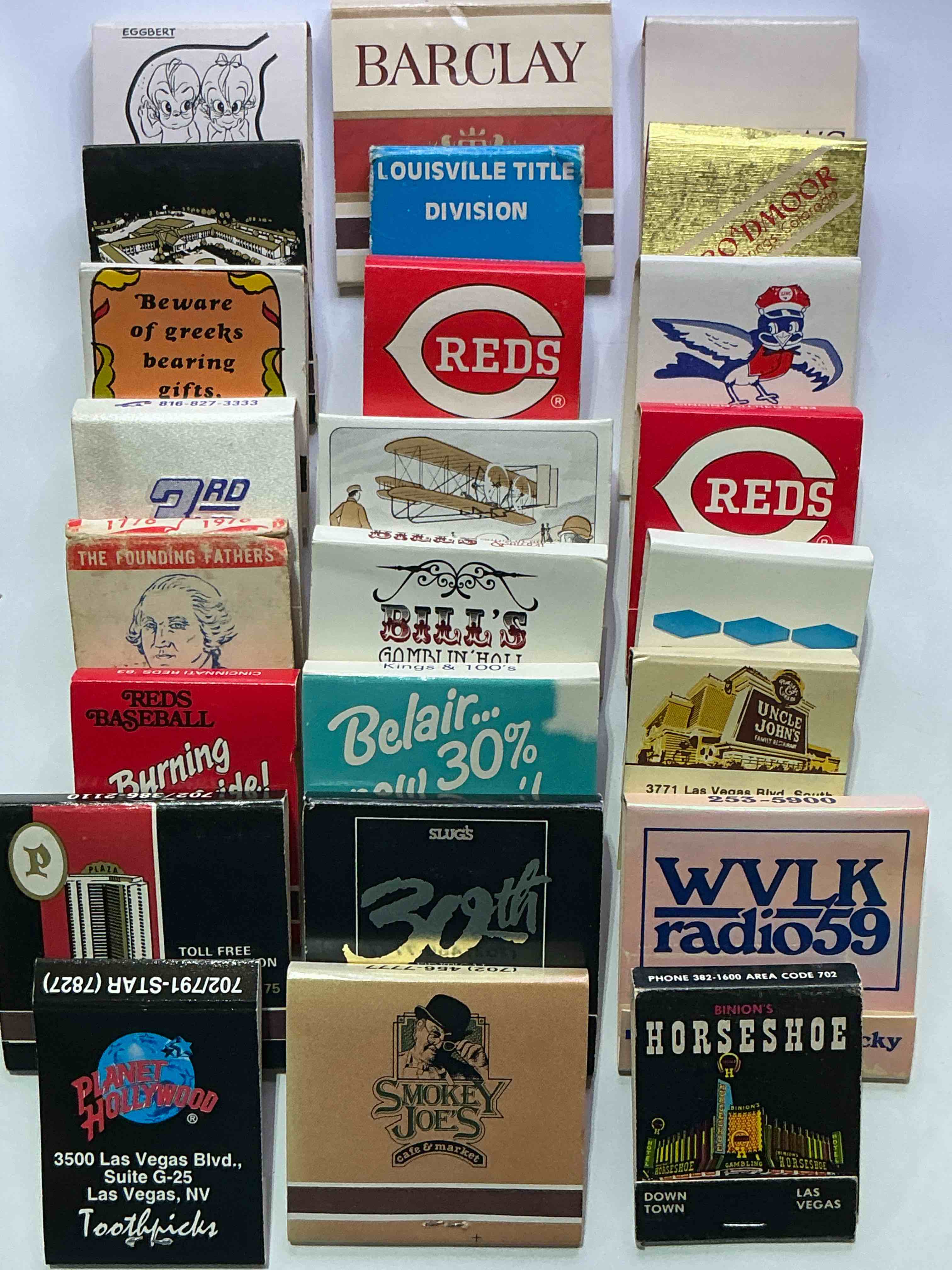 vintage matchbooks!  a crazy hard to collect collection of matchbooks from all over, many from places that no longer exist!  collection spans decades & decades!  most books are complete with all matches!  one of a kind collection!  all original & impossible to find anywhere else!