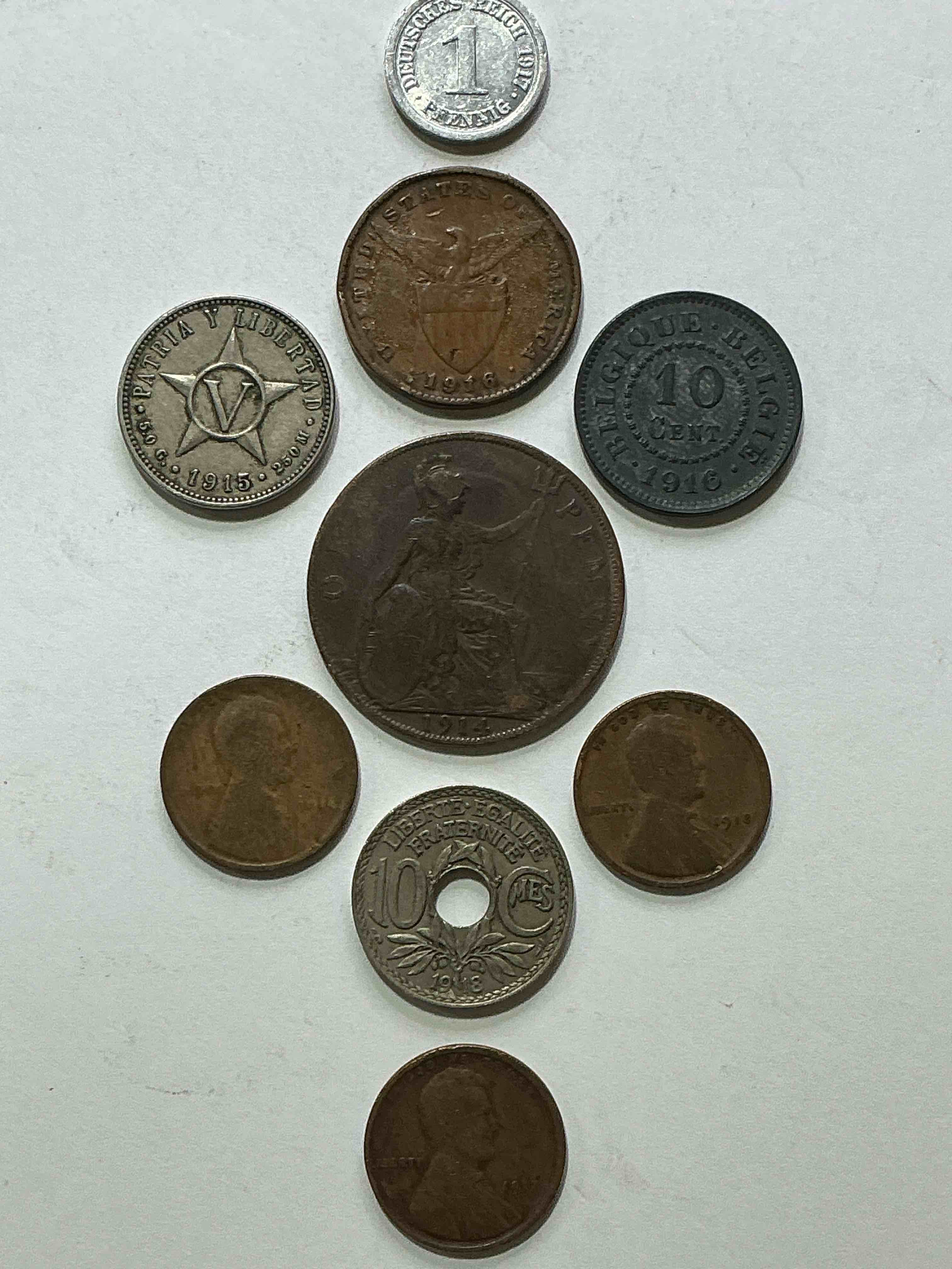 Condition photo showing Good Condition for world war one era buffs rejoice! check out this collection of ww1 era (1913-1919) coins! super hard to collect & find in one place! great conversation pieces & incredible pieces of history!