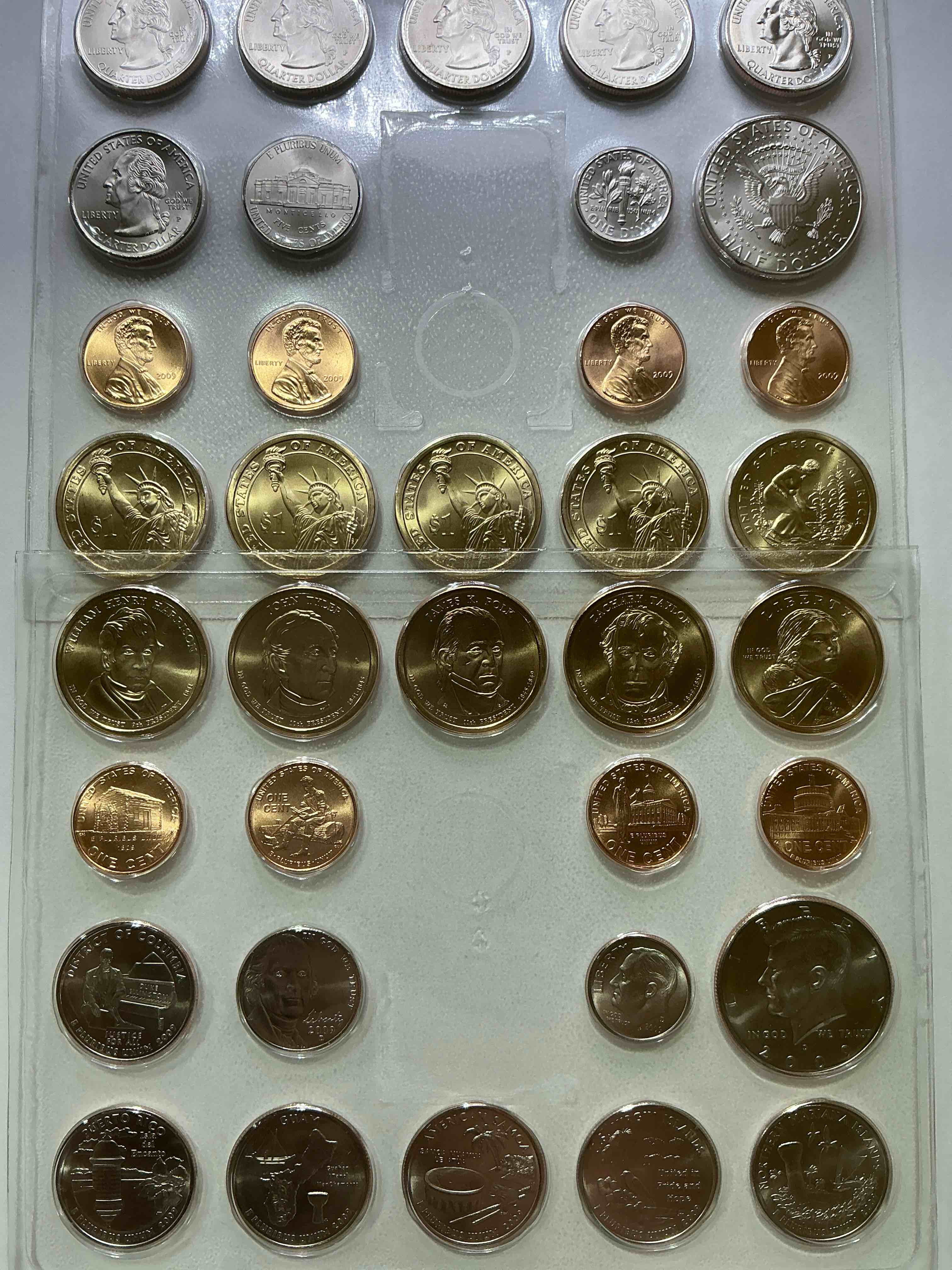 36 Coin Craziness! Denver & Philly Mints! 2009 Uncirculated Mint Set Coins! Includes Half Dollars, President Dollar Coins, Dimes, Nickels, Pennies & Quarters! Cool Coin Collectible! 