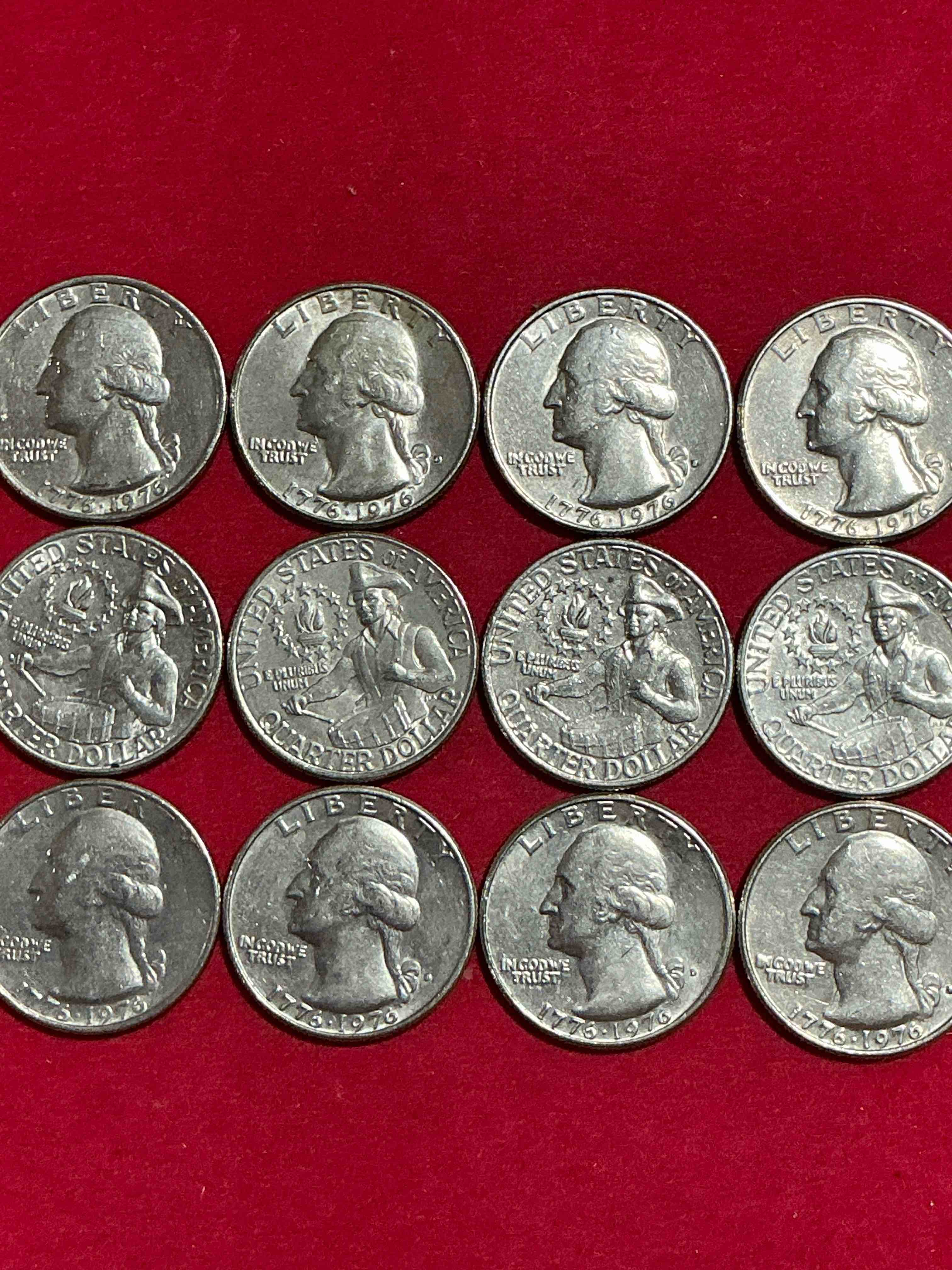 Condition photo showing Good Condition for 1976 bicentennial bliss! quarters! in 1976 the u.s. mint produced coins celebrating the 200 year anniversary of america. up for auction are awesome examples of bicentennial quarters produced for this... the infamous 200 year anniversary edition! highly desirable for collectors! own pieces of history & get ready for america's 250 year anniversary coming soon!