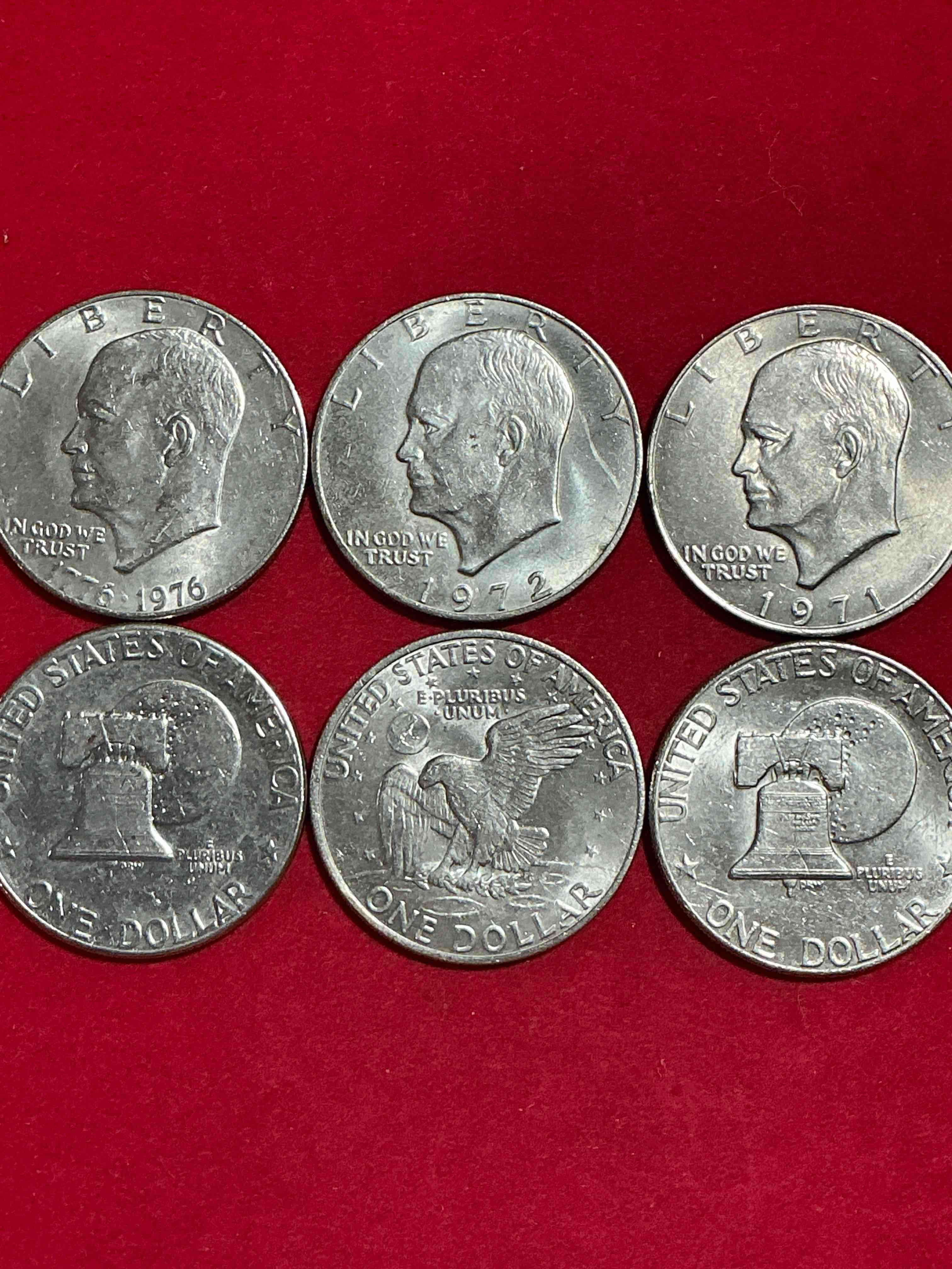 Condition photo showing Good Condition for eisenhower dollars! here’s six circulated “ike” dollars! up for auction are ike one dollar coins from different years! 1976! awesome ike dollars!