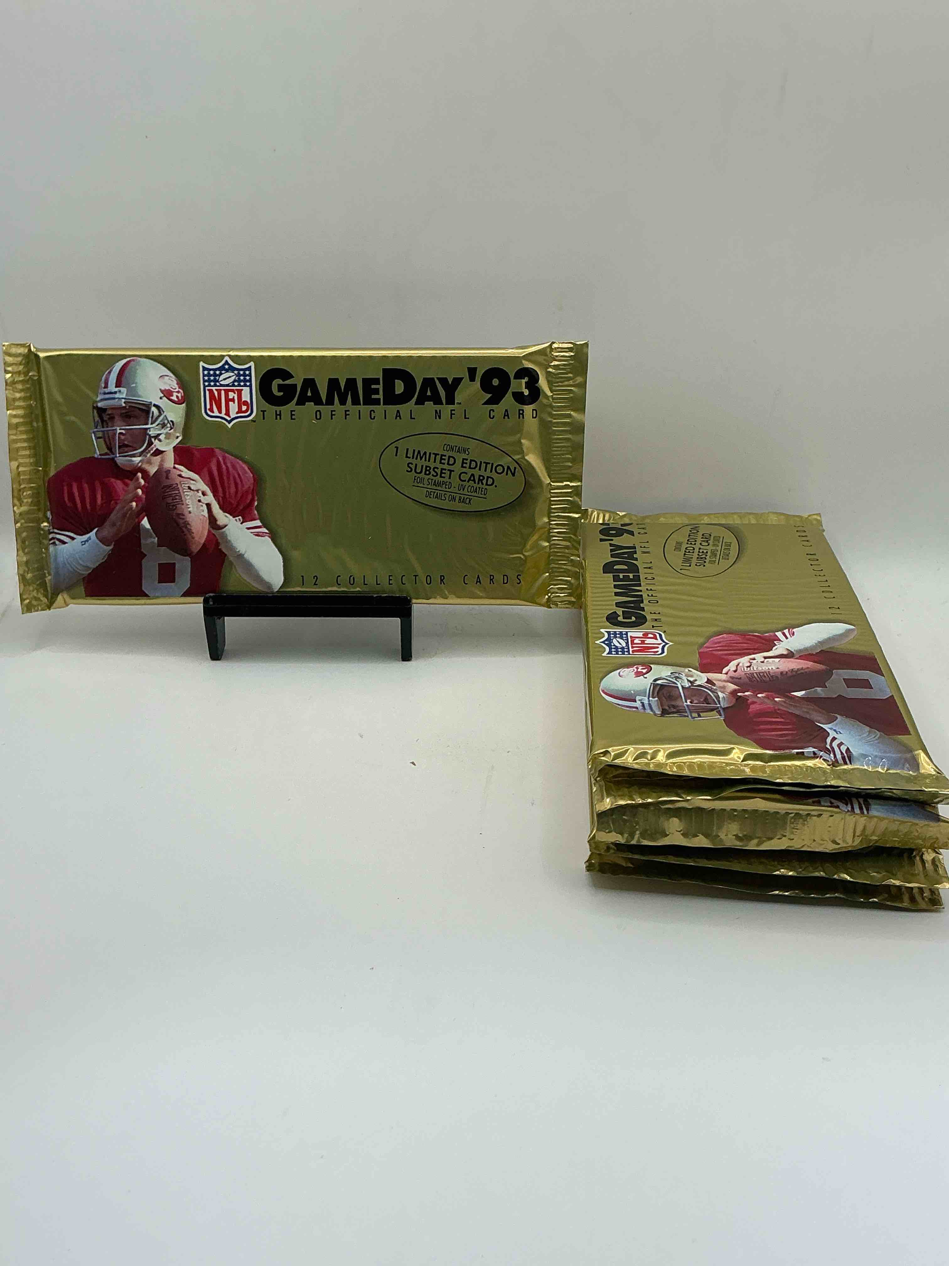 1993 oversized gameday fleer unopened packs, direct from box! search for brett favre, barry sanders & more! also search for 1 limited edition subset card! awesome piece of football history!