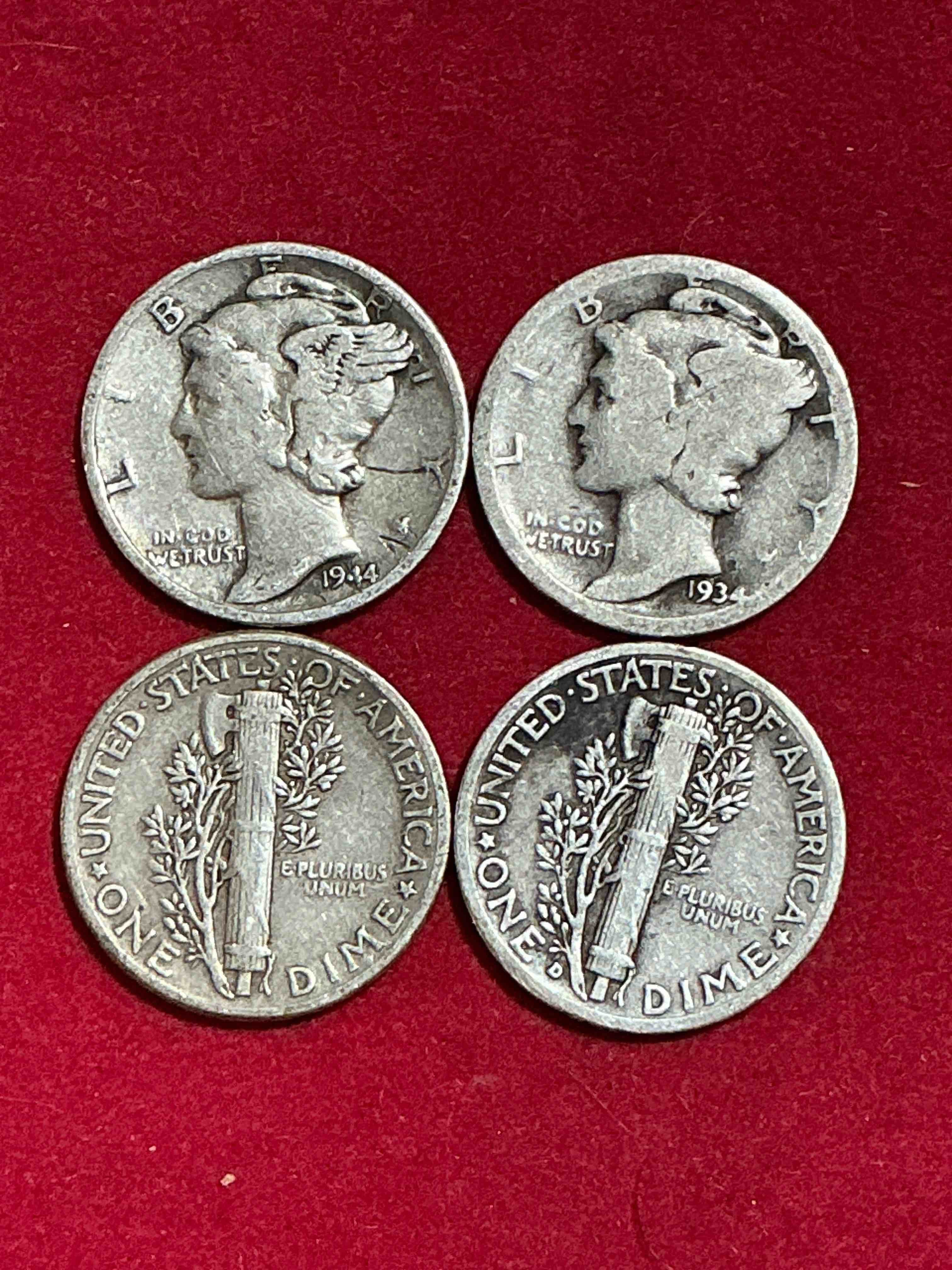 antique u.s. pure fine silver mercury dimes! silver mercury dimes were minted from 1916-1945 & have become serious collector items! check out these awesome examples, all in nice, circulated condition with visible dates & varying years! rare to have visible dates! makes for a great investment in precious metals, mercury dimes are 90% pure fine silver! they don't make em' like this anymore!