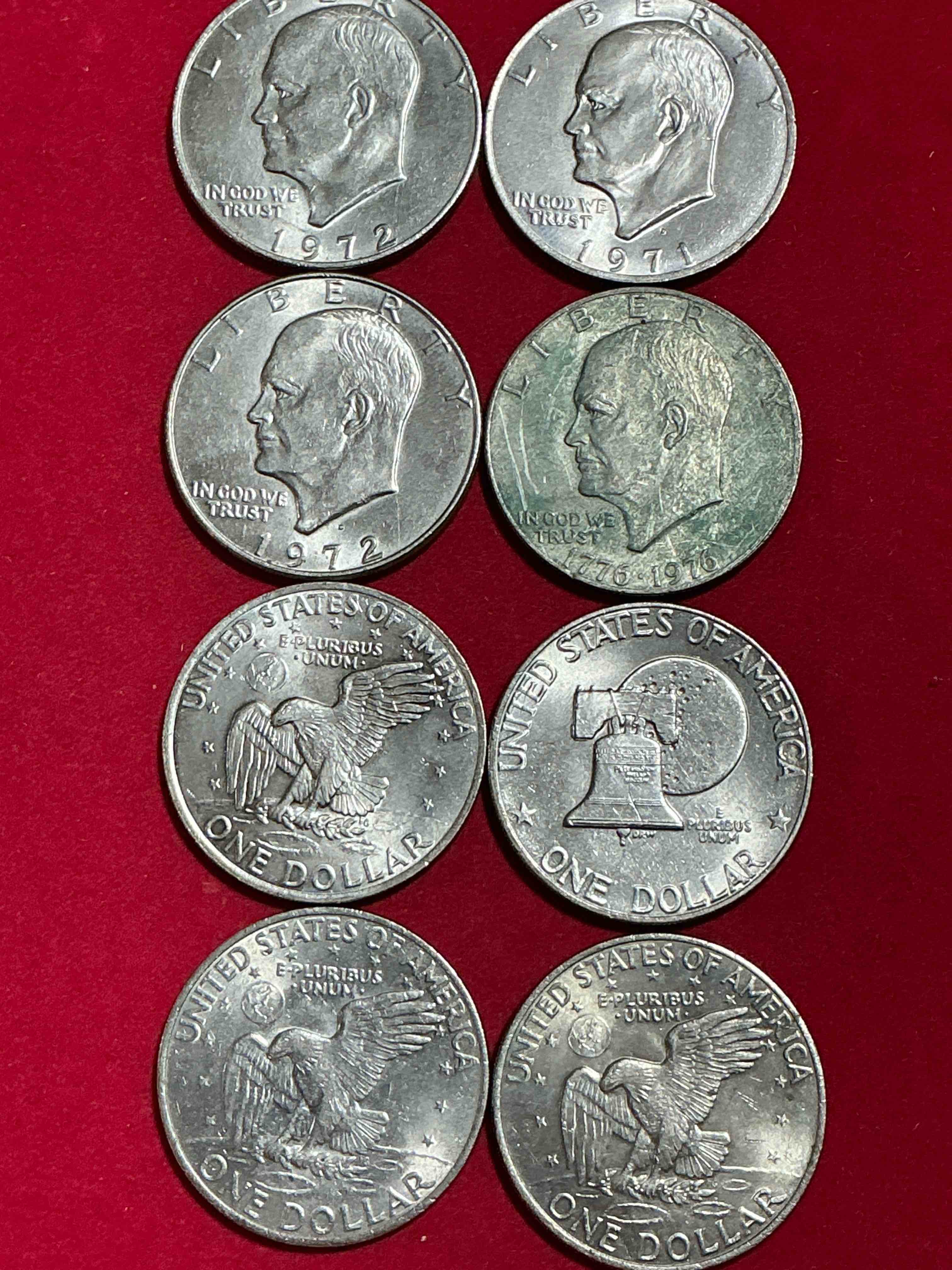 eisenhower dollars! here’s six circulated “ike” dollars! up for auction are ike one dollar coins from different years! 1976! awesome ike dollars!
