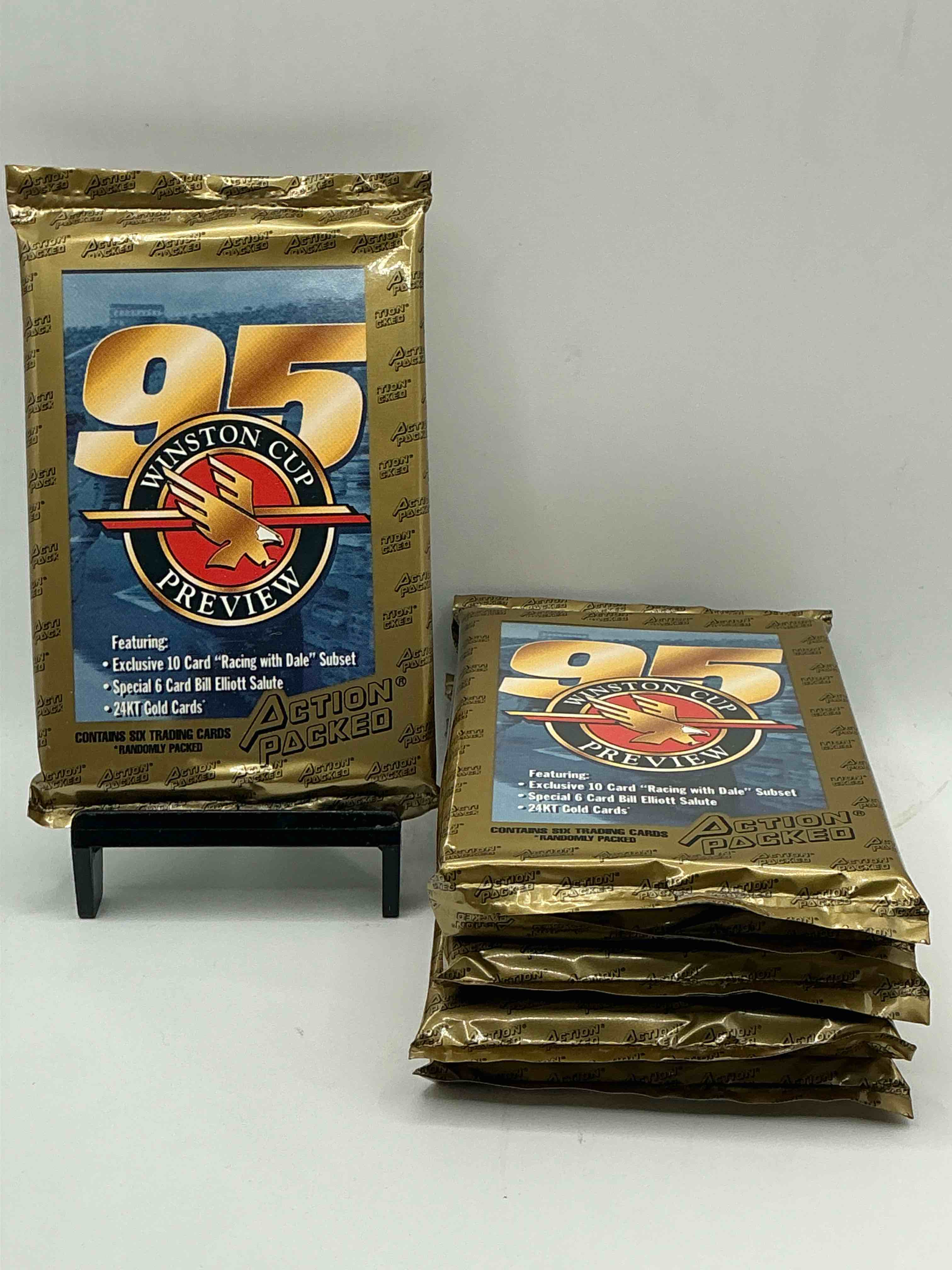 nascar craziness! 1995 action packed winston cup preview card packs! search for dale sr subsets & a special 6 card bill elliot salute! all the best in nascar from the 90’s!
