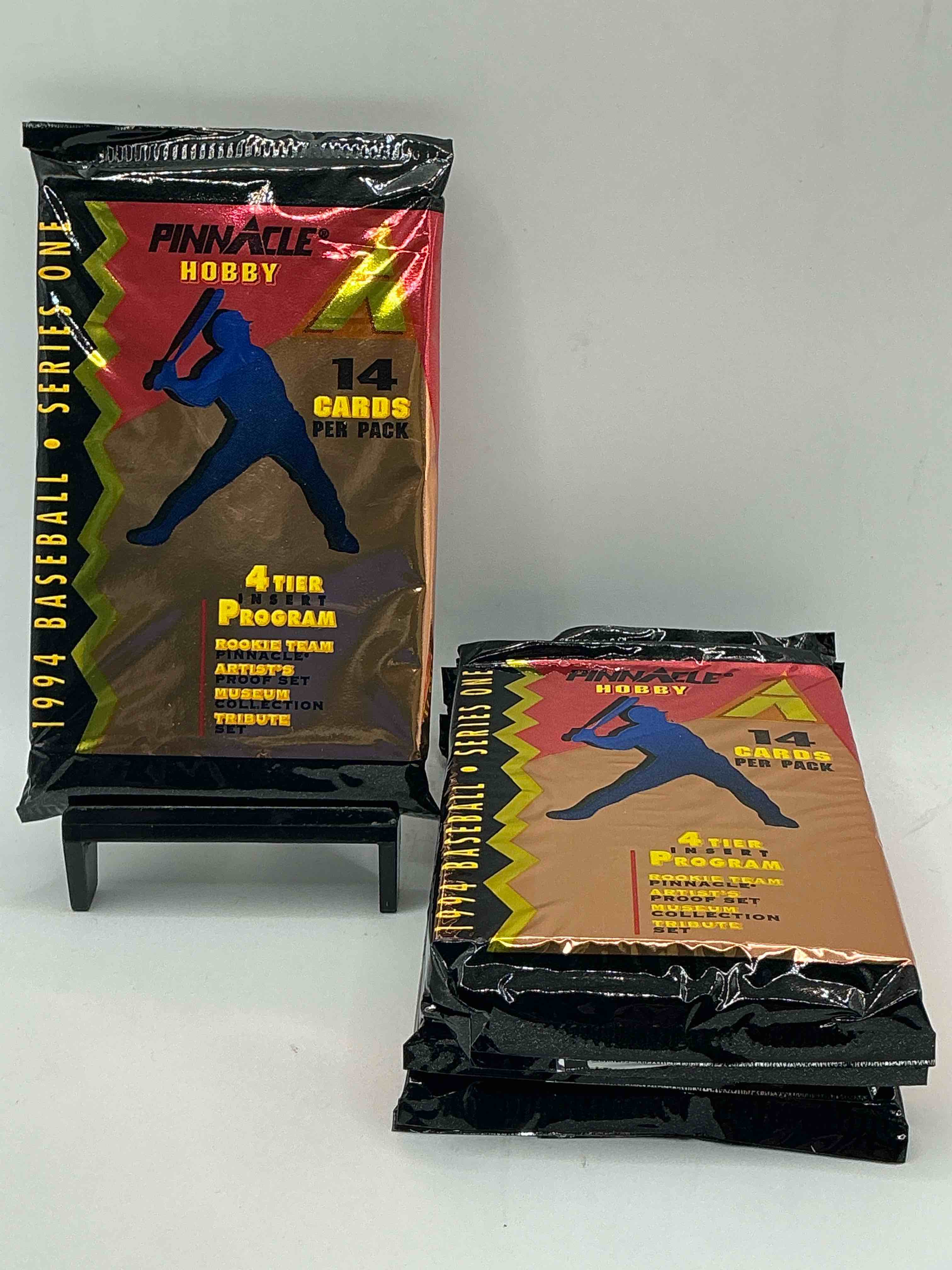rare! 1994 pinnacle baseball packs! search for 4 tier inserts, rookie team, artists proof & museum collection cards! ken griffey jr!? don mattingly!? search for insane 80's & 90's baseball players & stars! straight from box!