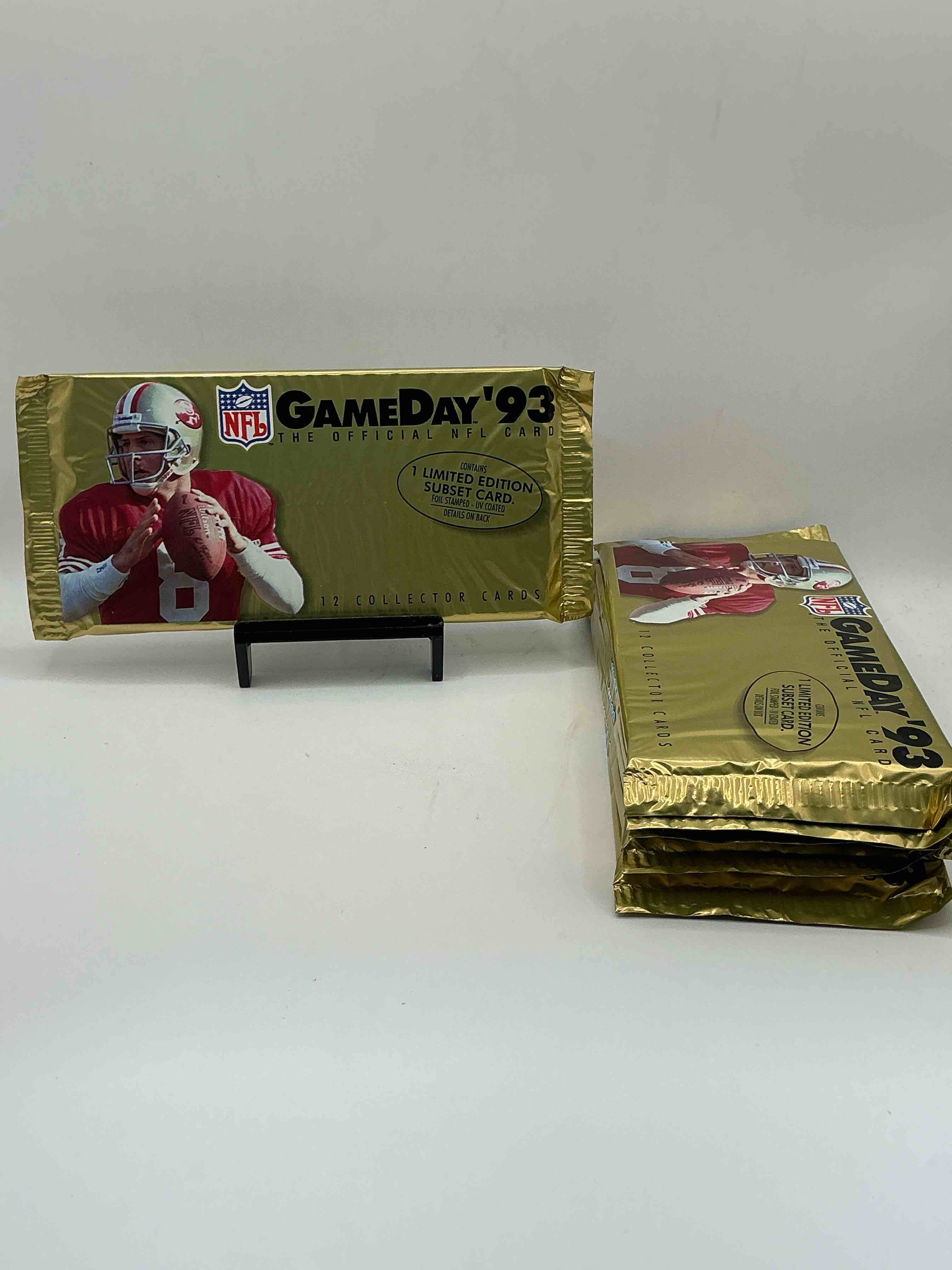 1993 oversized gameday fleer unopened packs, direct from box! search for brett favre, barry sanders & more! also search for 1 limited edition subset card! awesome piece of football history!