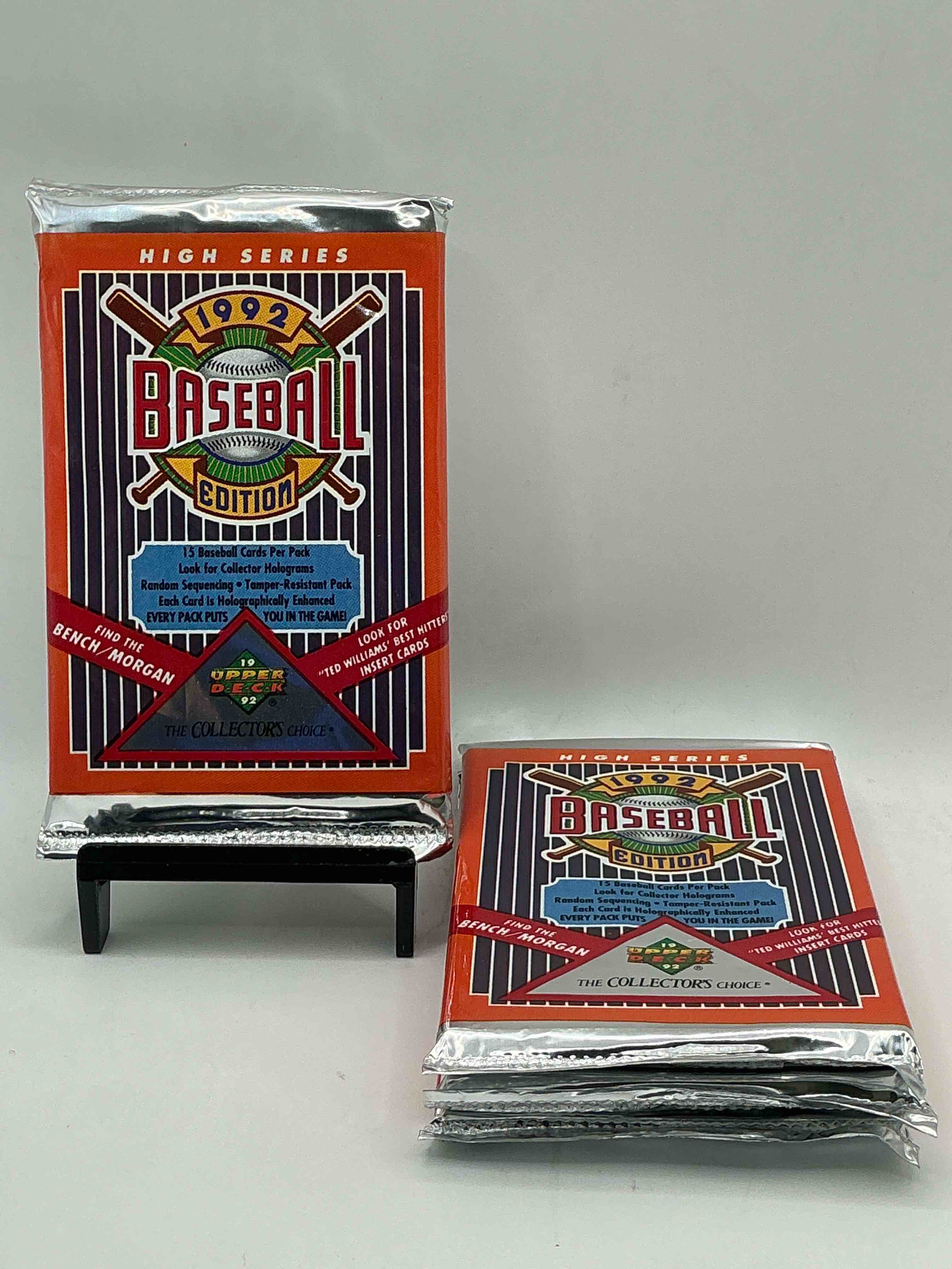 1992 upper deck high series baseball sealed sports & collectible card pack, direct from original sealed retail case! search for ultra rare & valuable ted williams & johnny bench signed insert cards as well as deion sanders, ken griffey jr., nolan ryan & so much more!