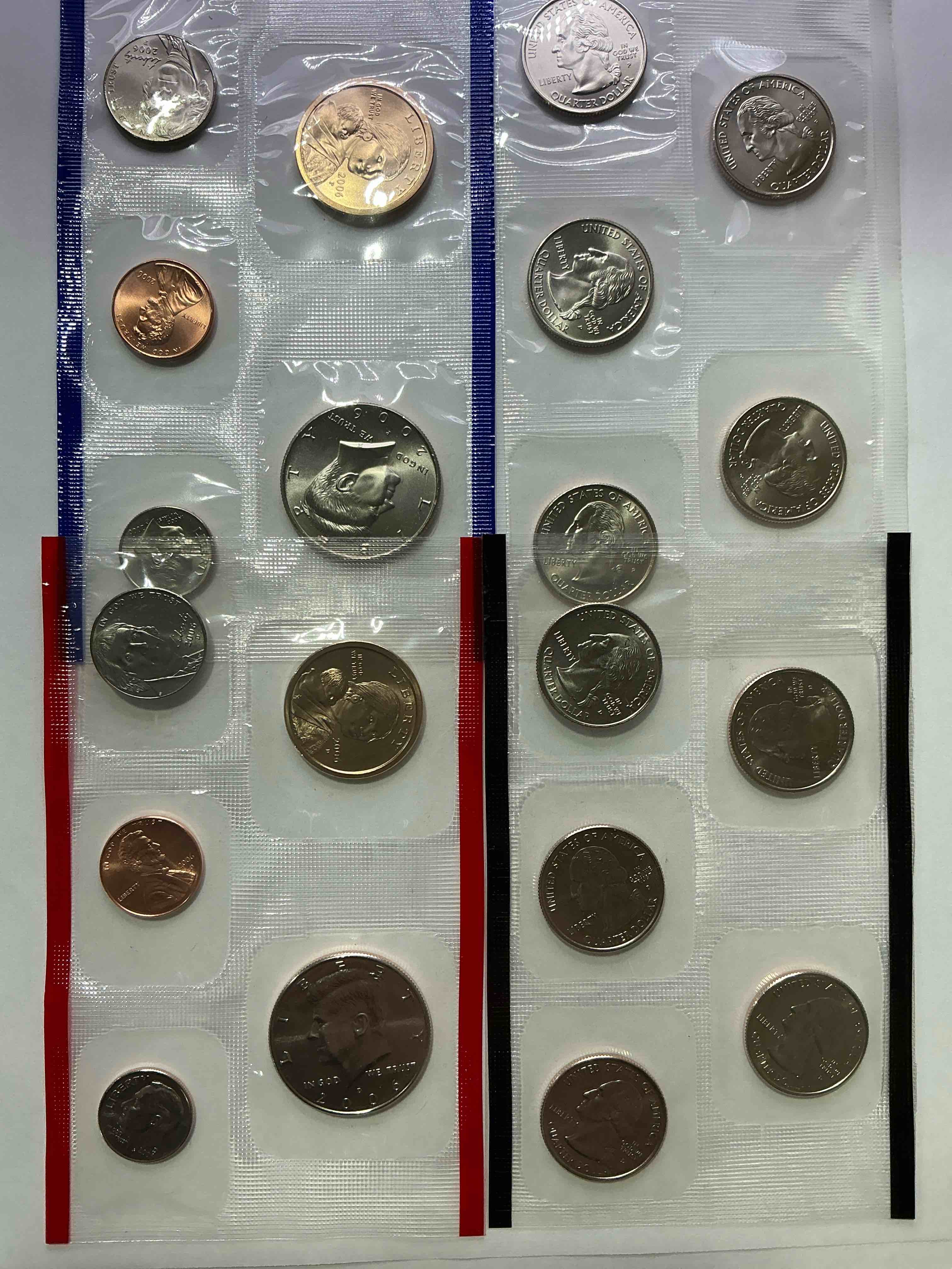 Condition photo showing New/Like New for crazy uncirculated 2006 mint set! 20 coin lot, including dollar coins, half dollars, state quarters, dimes, nickels & pennies! insane mint set!