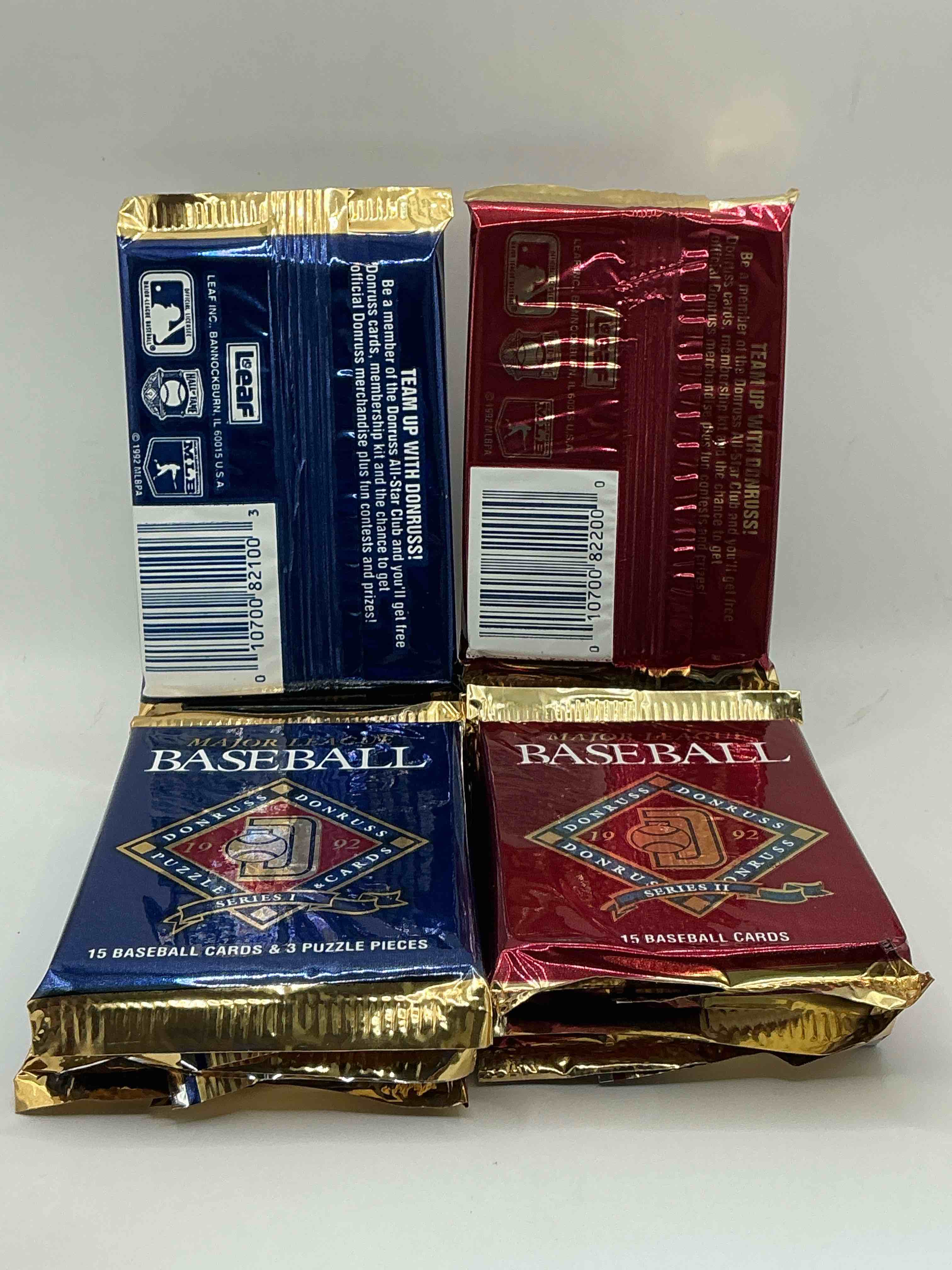 Condition photo showing New/Like New for 1992 donruss baseball series 1 and 2 unopened sealed sports card pack, direct from original sealed retail case! search for valuable cards from ricky henderson & noian ryan & so much morel also, search for 1 of 5000 personally autographed cal ripken jr. cards randomly inserted!