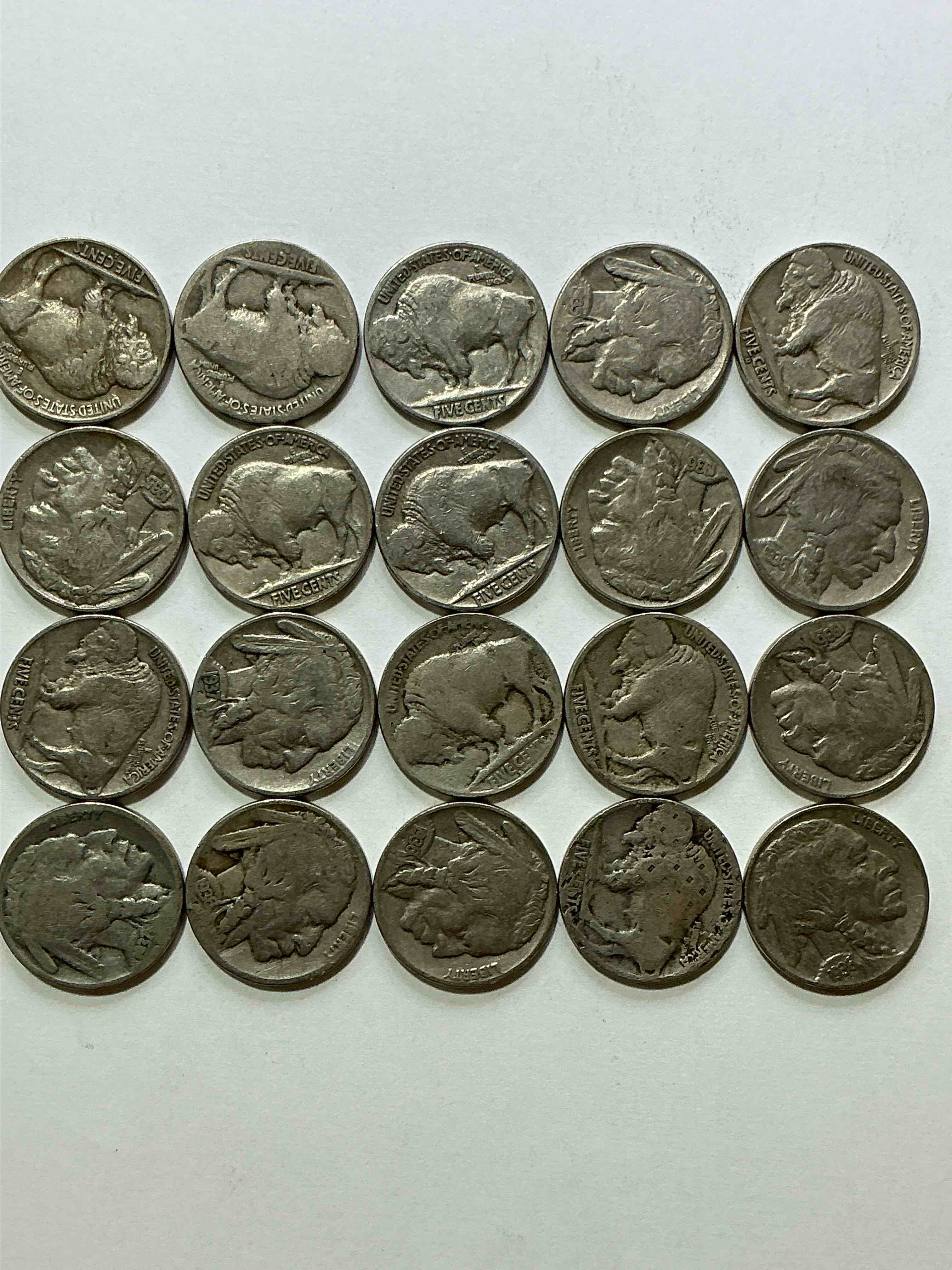Historic Buffalo Nickels! Indian Head Buffalo Nickels Were Minted From 1913 To 1938 & Have Become A Favorite For Coin Collectors Around The World! Own Pieces Of American History With These Cool Indian Head Buffalo Nickels In Circulated Condition, Most With Visible Dates Which Is Very Rare For Buffalo Nickels!