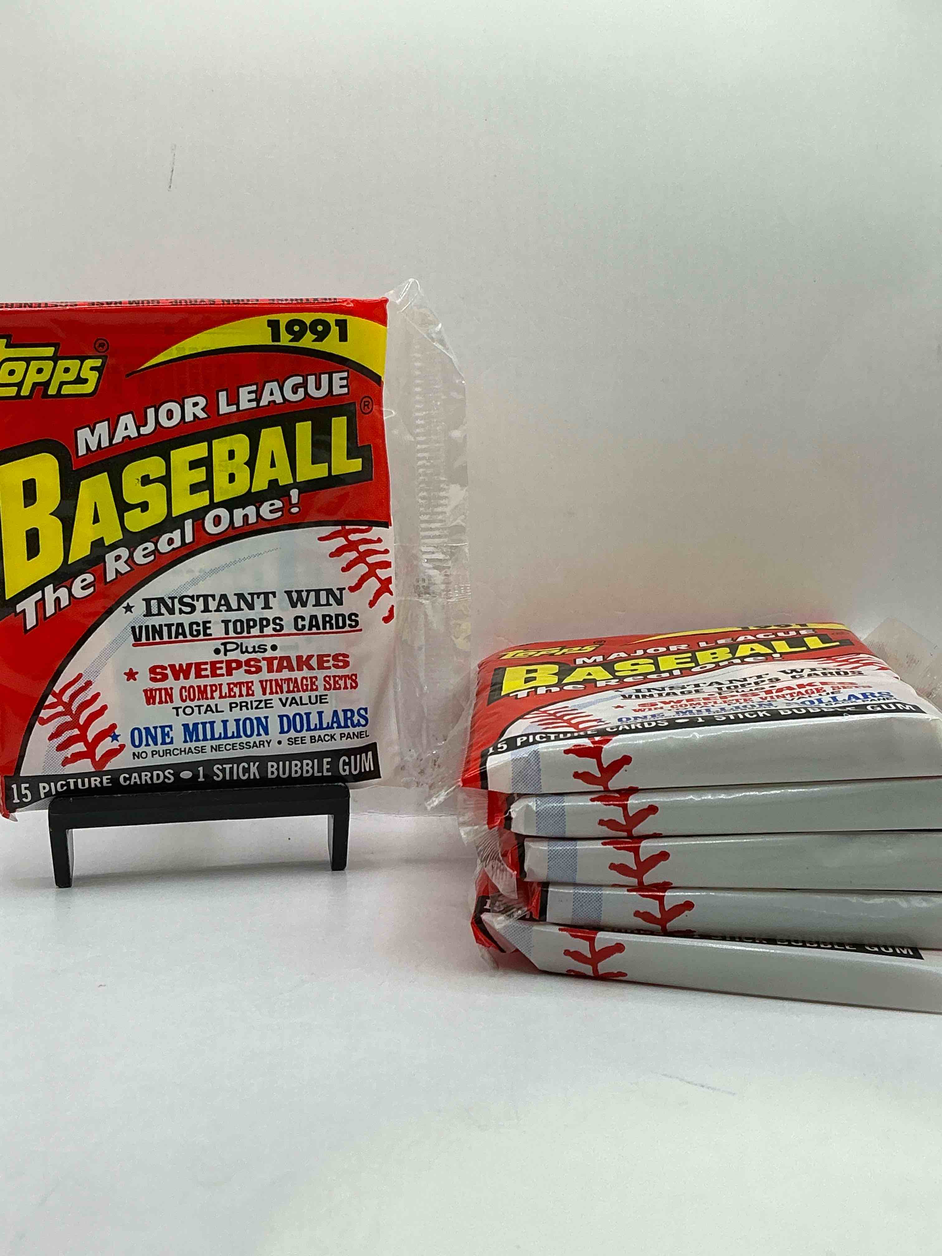 alternate packaging! 1991 topps baseball card unopened packs, straight from box! search for ken griffey jr cards, bo jackson cards & other 80s & 90s stars! perfect baseball packs!