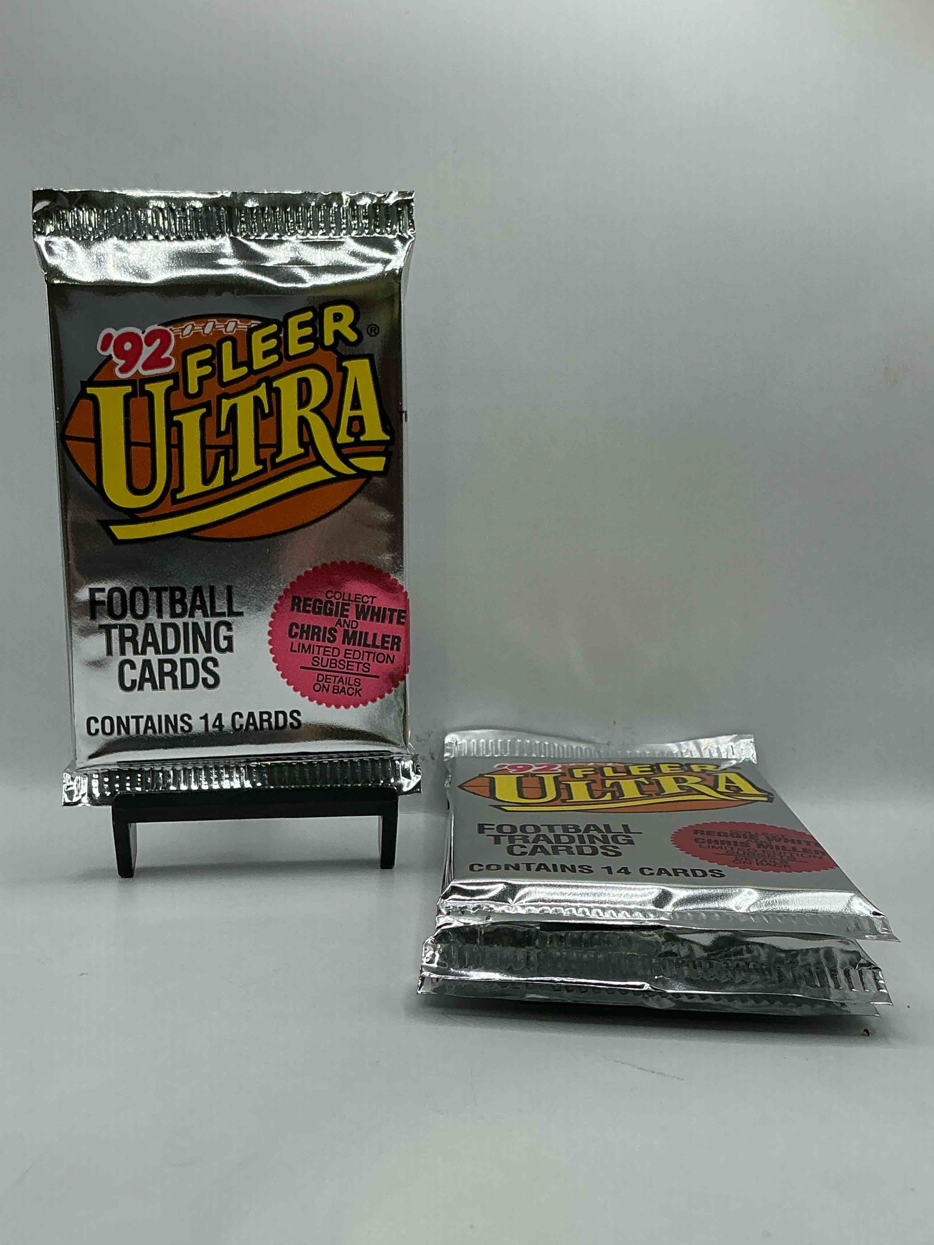 1992 fleer ultra football unopened packs, straight from box! search for awesome cards from barry sanders, emmitt smith, brett favre & other 80's & early 90's stars! also, search for mark rypien performance highlights cards!