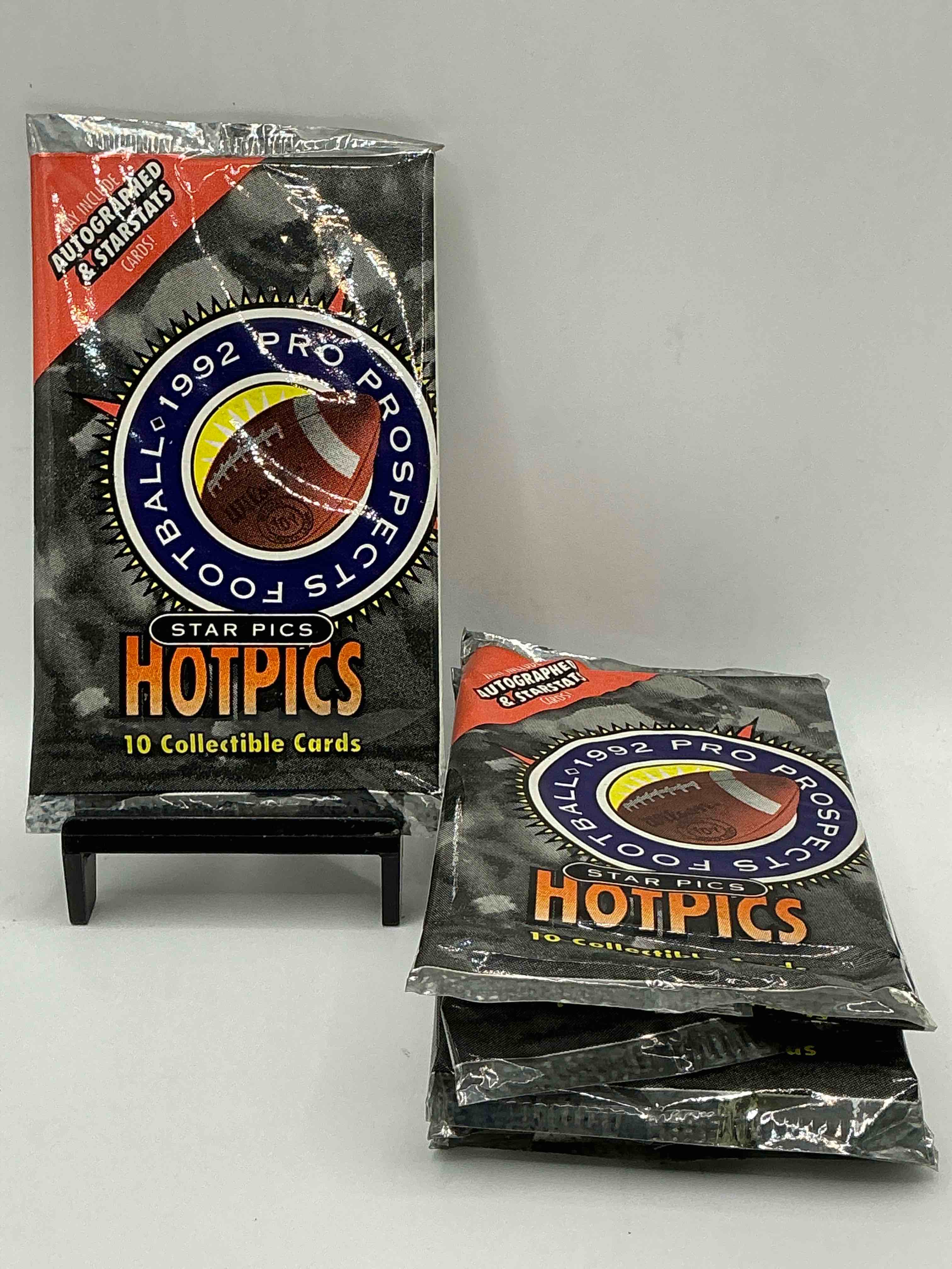 autographs & starstats! 1992 pro prospects football star pics “hotpics”! 10 cards per pack wow! great for any sports card collection!