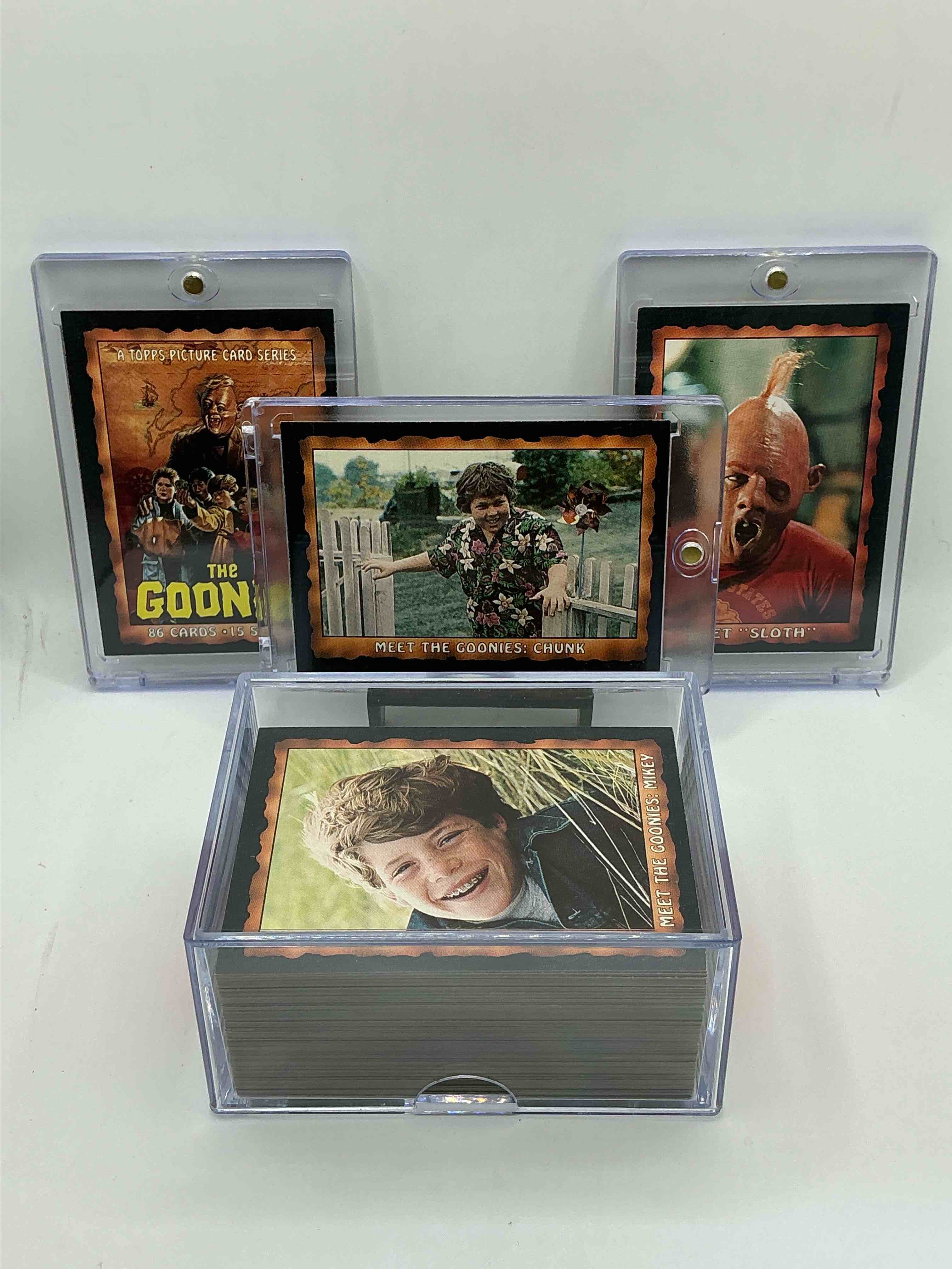 1985 Goonies WOW!  Complete, Original & Authentic “Goonies” Movie Trading Card Set, All 86 Cards Included Complete!  Excellent Condition!  This Set Is A Serious Pop Culture Collectible, Ultra Rare Complete & In This Great Condition!  Your Chance To Own A Little “Piece Of The 80’s” & Have Some Collectible Fun With Chunk, Sloth & The Rest Of The Gang!
