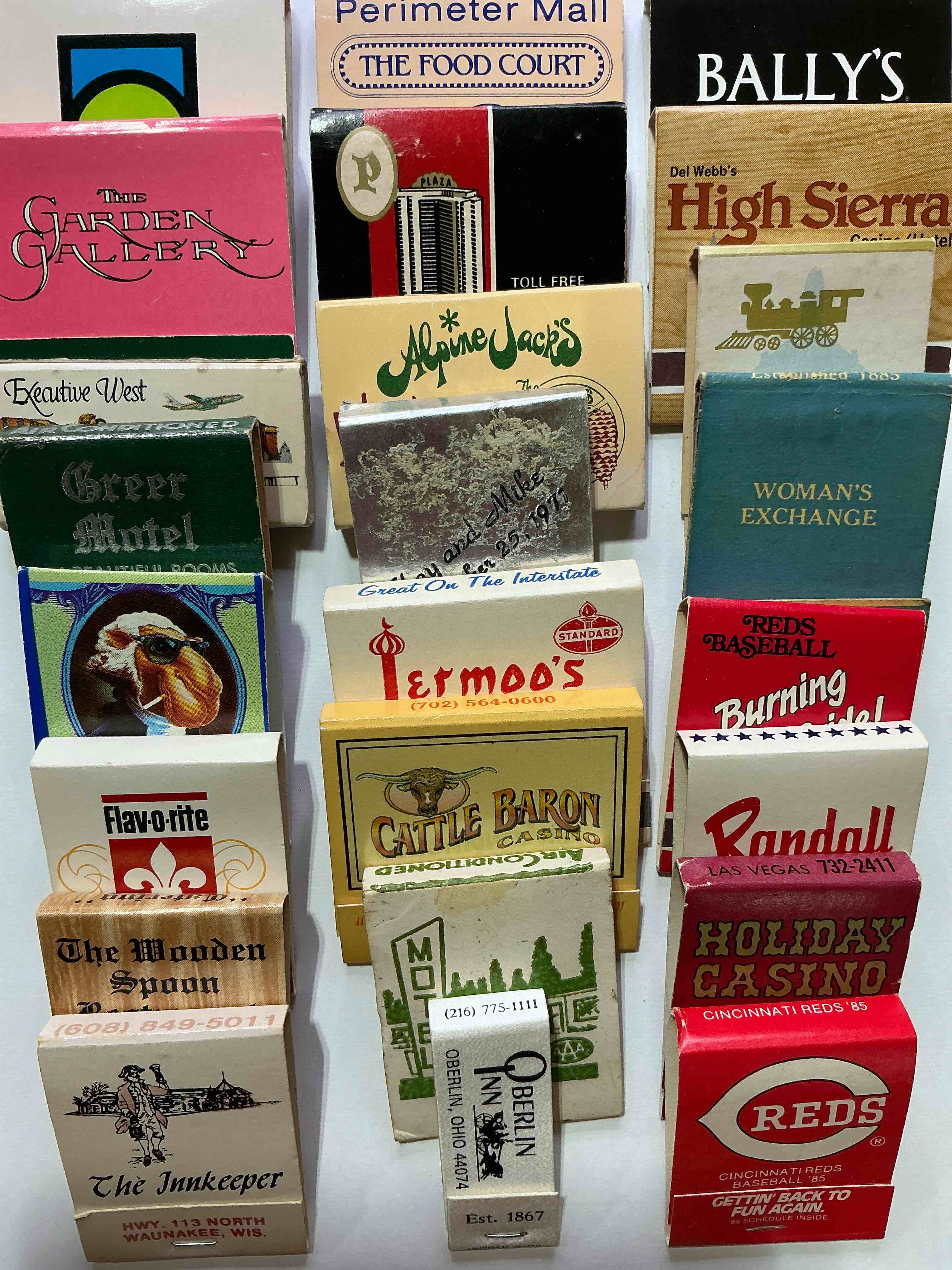 vintage matchbooks!  a crazy hard to collect collection of matchbooks from all over, many from places that no longer exist!  collection spans decades & decades!  most books are complete with all matches!  one of a kind collection!  all original & impossible to find anywhere else!