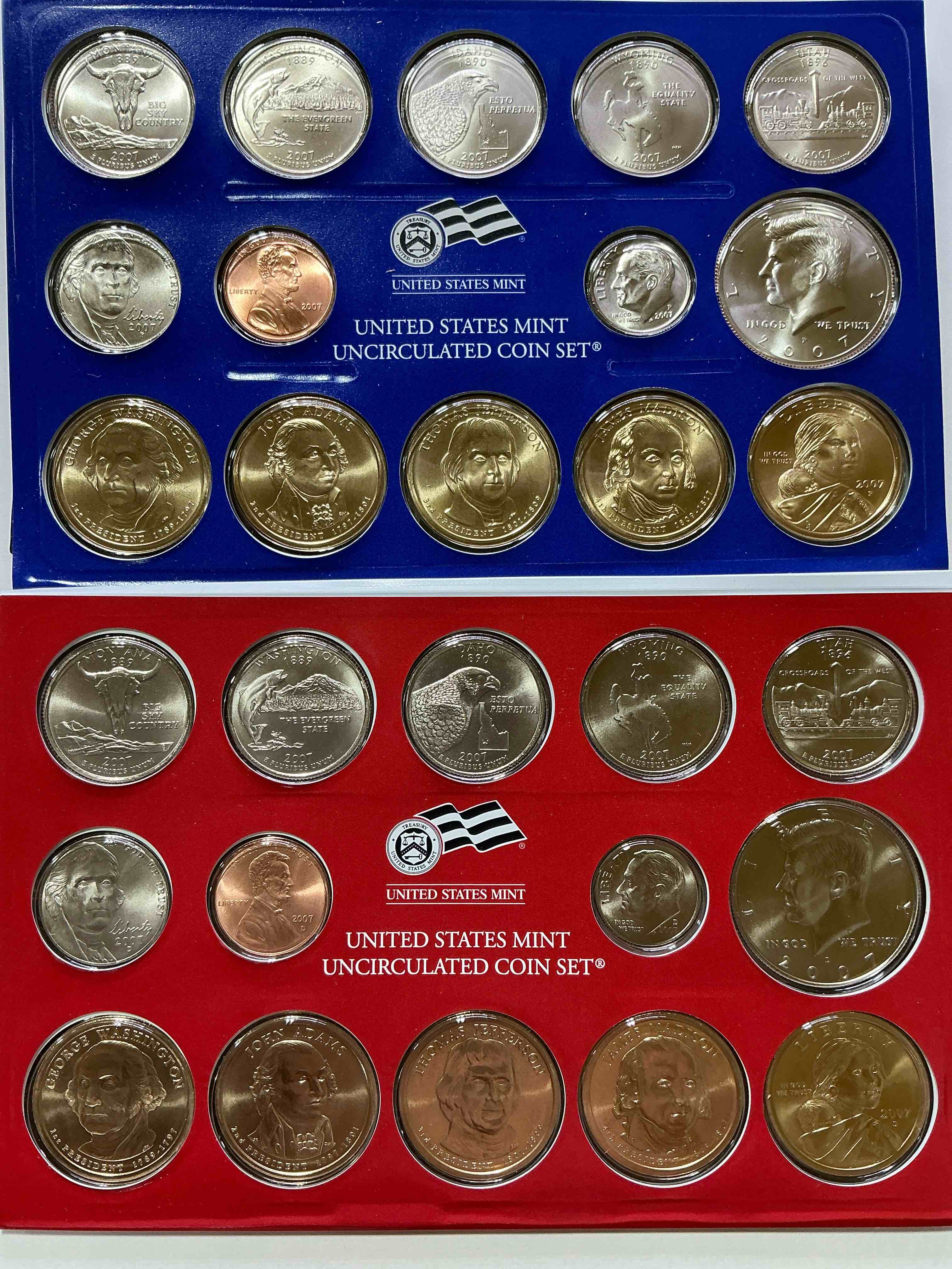 28 coin craziness! denver & philly mints! 2007 uncirculated mint set coins! includes half dollars, president dollar coins, dimes, nickels, pennies & quarters! cool coin collectible! 