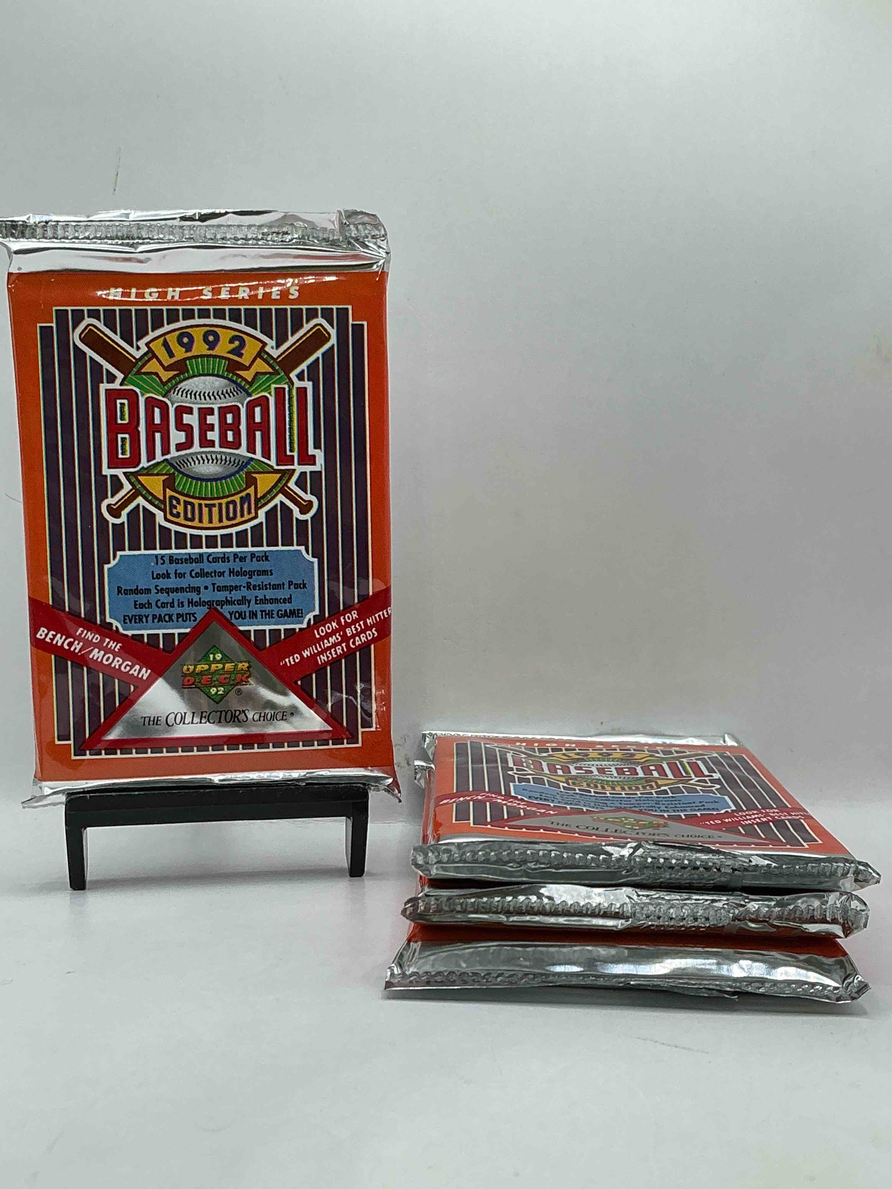 1992 upper deck high series baseball sealed sports & collectible card pack, direct from original sealed retail case! search for ultra rare & valuable ted williams & johnny bench signed insert cards as well as deion sanders, ken griffey jr., nolan ryan & so much more!