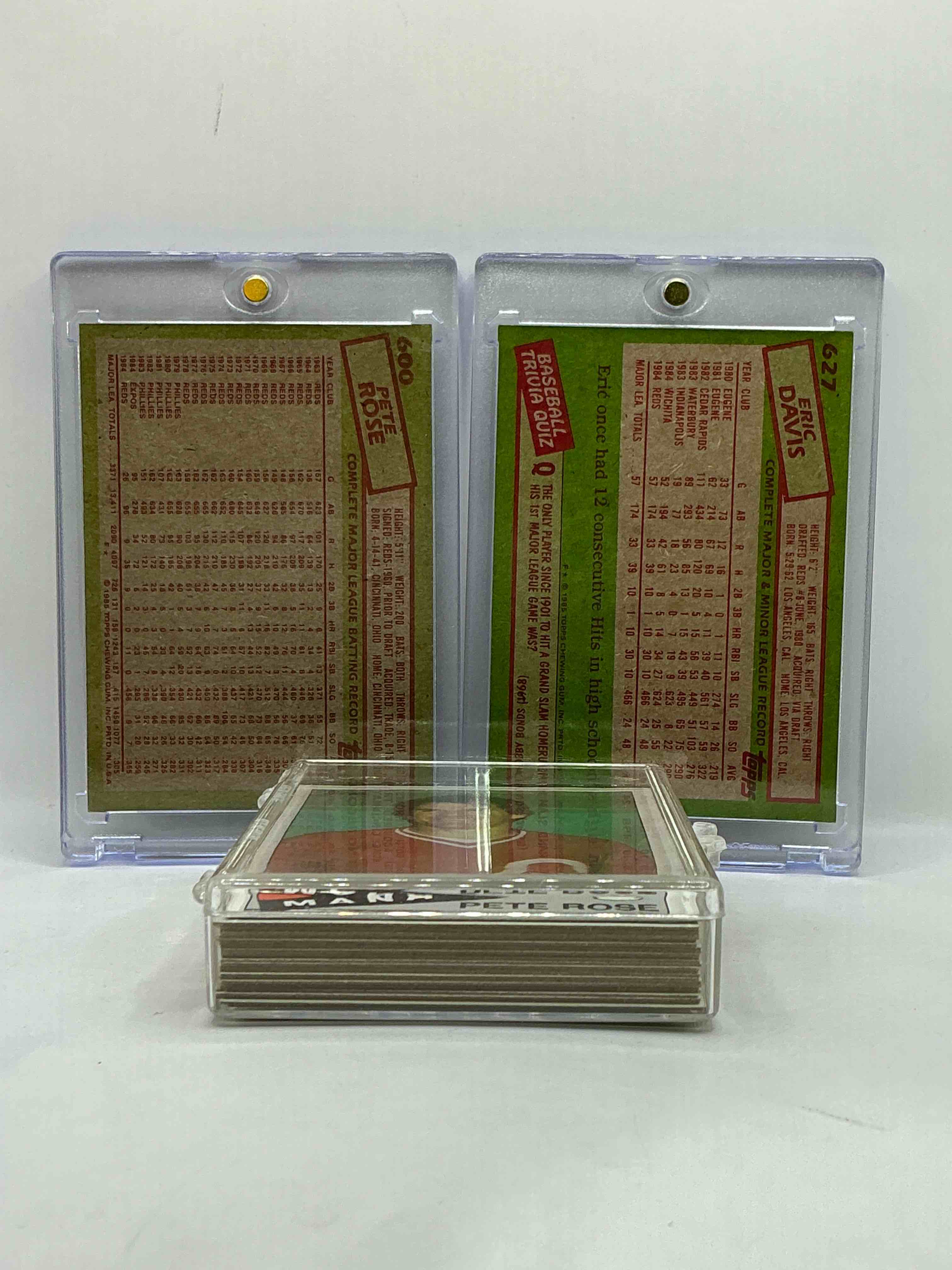 Condition photo showing New/Like New for 1985 topps baseball reds complete set! 28 card reds set, including pete rose card! legends like pete rose, eric davis, tony perez & so many more!